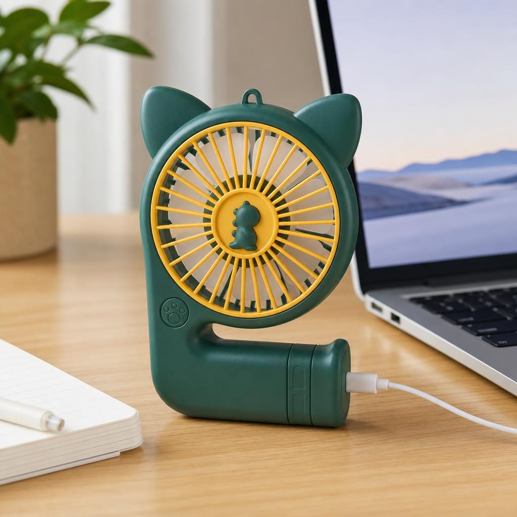 Mini Ventilator Portabil, Flippy, Model Compact si Portabil, Alimentare USB 5V, Flux de Aer Racoritor, Utilizare Usoara si Confort in Zilele Calduroase, Ideal pentru Birou, Camera, Masina, Calatorii si Vara