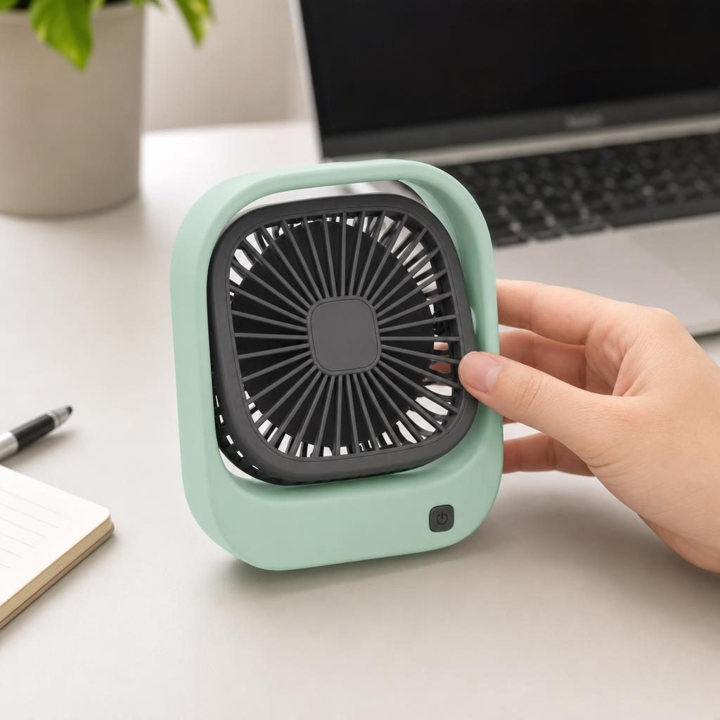 Mini Ventilator Portabil, Flippy, Model Compact si Portabil, Alimentare USB 5V, Flux de Aer Racoritor, Utilizare Usoara si Confort in Zilele Calduroase, Ideal pentru Birou, Camera, Masina, Calatorii si Vara