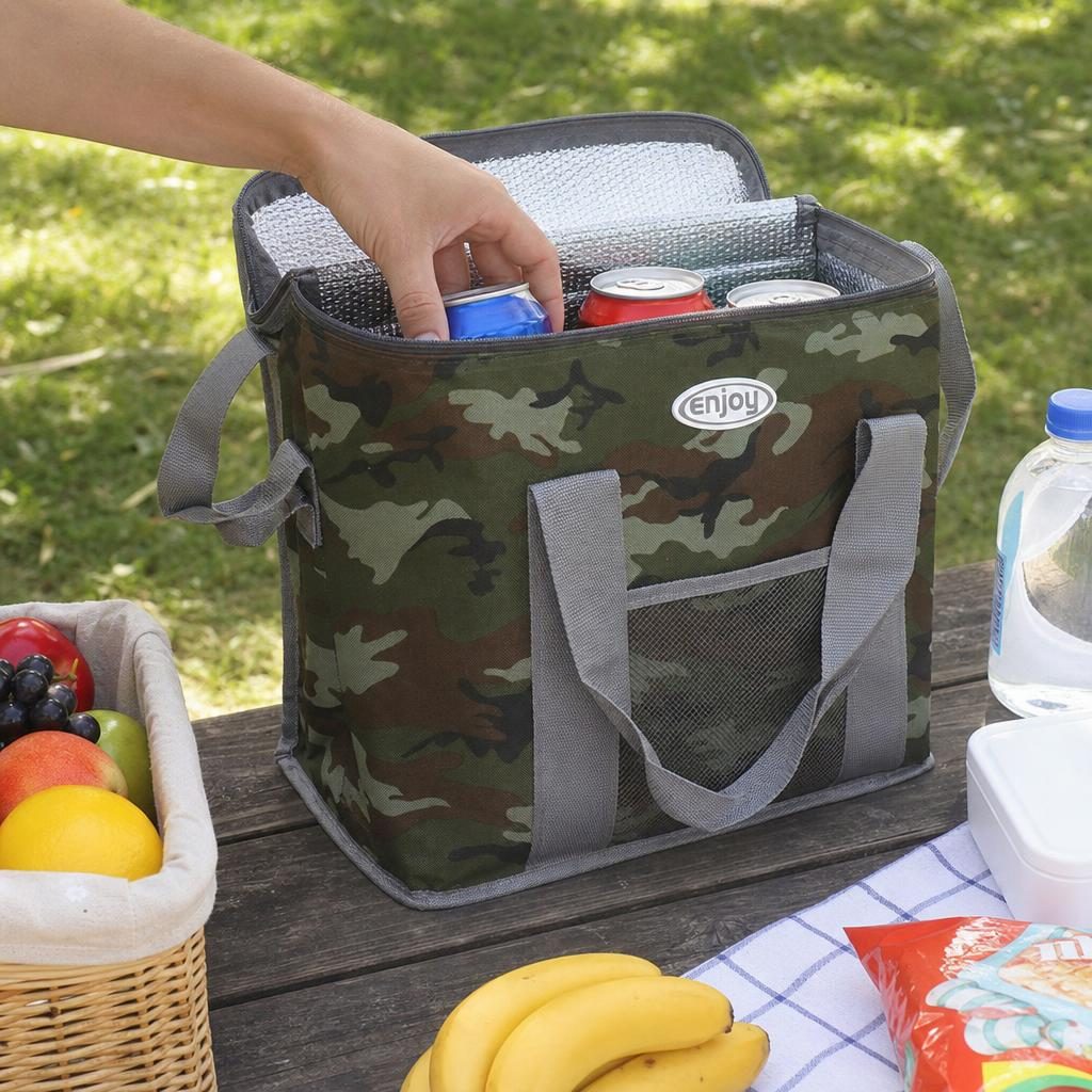 Geanta Termoizolanta Portabila, , Dimensiune 30 L, Compartiment Izolat pentru Alimente si Bauturi, Inchidere cu Fermoar, Manere Rezistente, Ideala pentru Picnic, Plaja si Calatorii 4