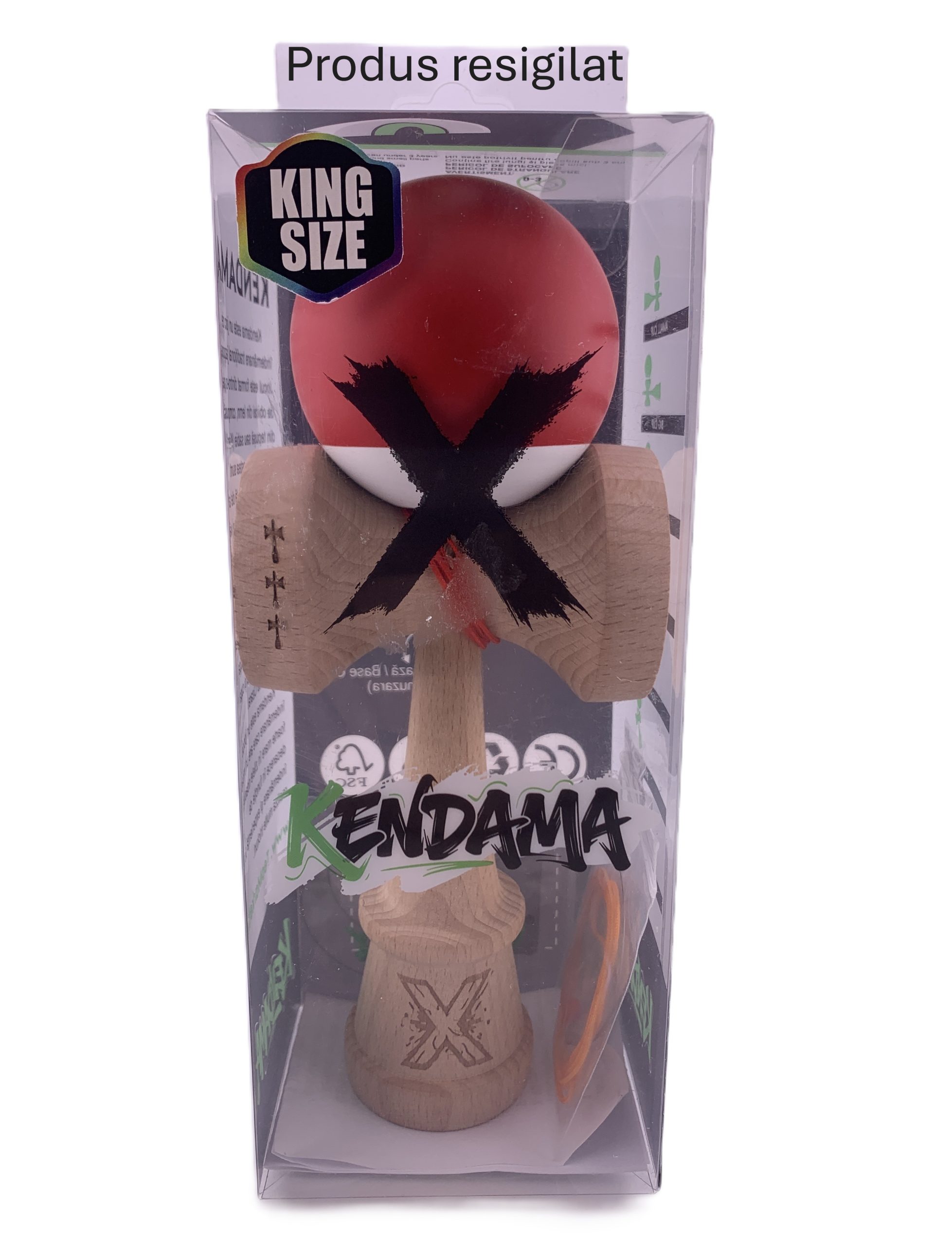 RESIGILAT - Kendama X Originala, Profesionala, Flippy, Rubber Grip, Cupe Mari KING SIZE V3, Gaura in Baza, Rulment Metalic, din lemn 18 cm, Ata 62/65