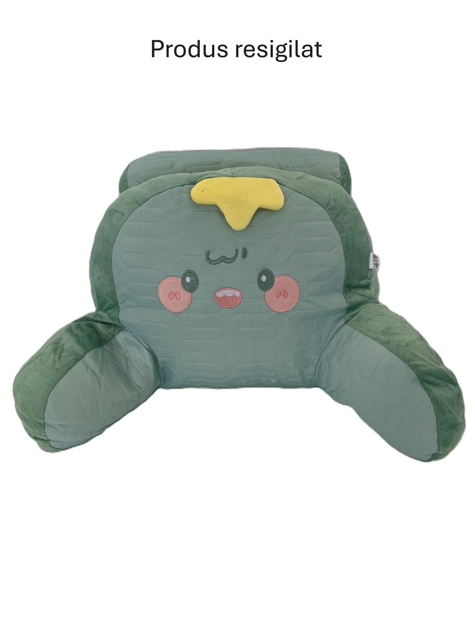 RESIGILATE - Perna Multifunctionala, Flippy, Spatar pentru Pat, Protectie Lombara, Marime Medie, 60 x 40 cm, din Latex, Model Dinozaur, Verde