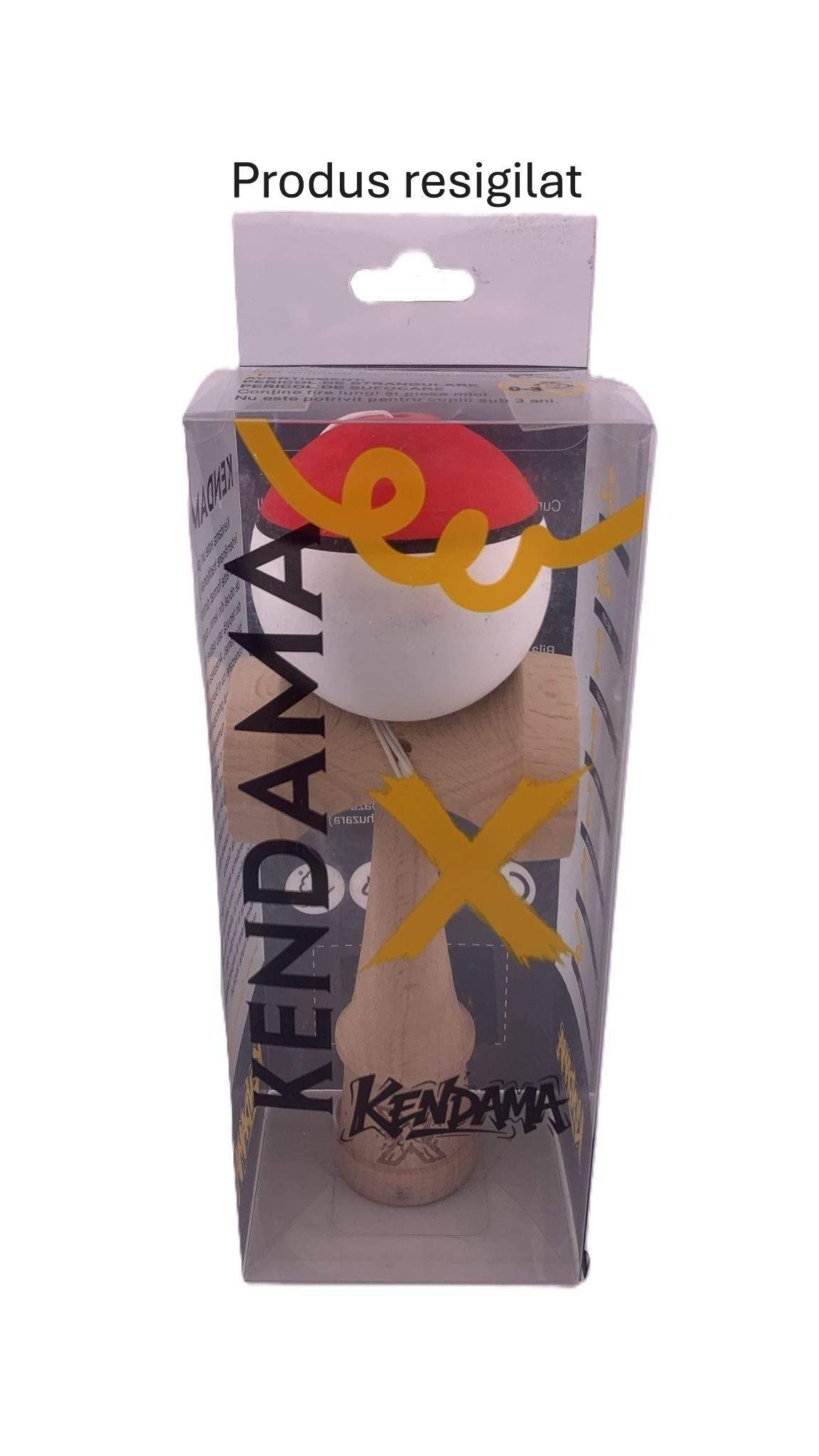 RESIGILAT - Kendama X Originala, Profesionala, Flippy, din Lemn, Rubber Grip, 18 cm, Rosu/Alb
