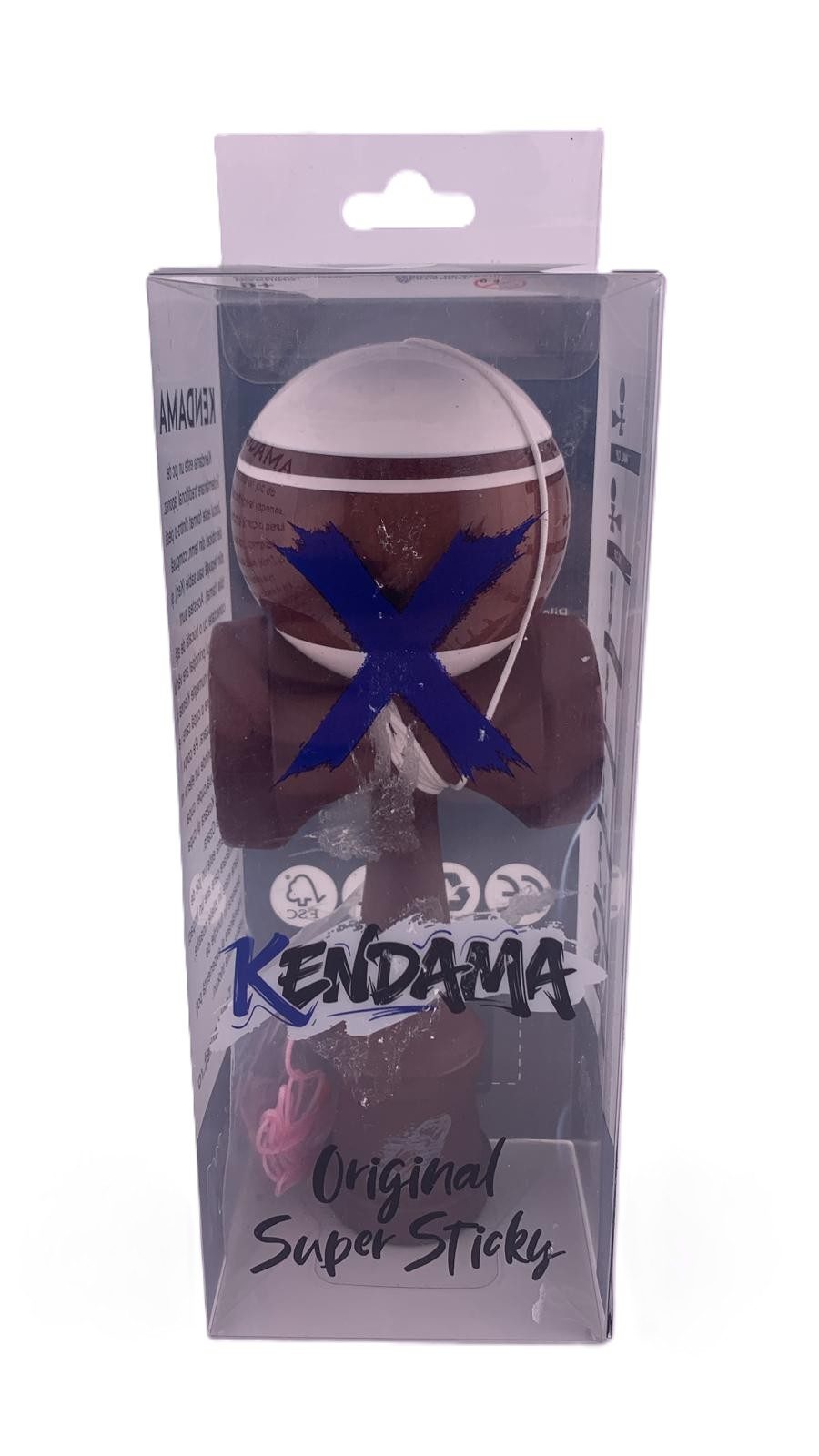 RESIGILAT - Kendama X Originala, Profesionala, Flippy, Super Sticky Legendary, Rulment Metalic cu Ata 55 cm, Alb/Maro