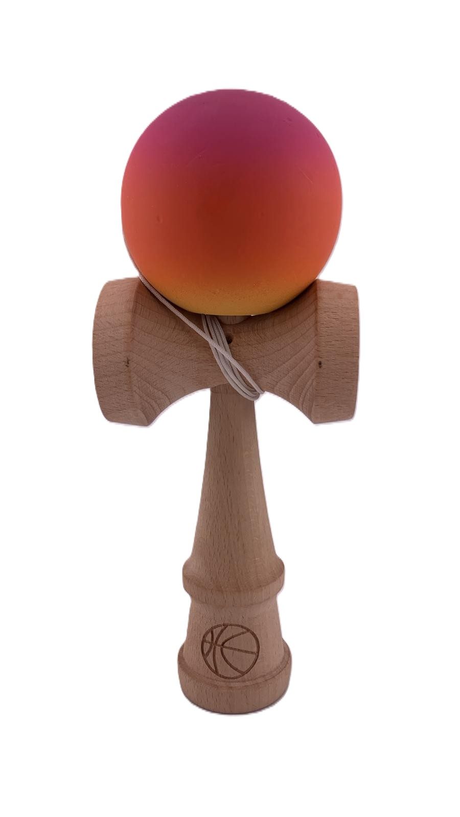 RESIGILAT - Kendama X Originala, Profesionala, Flippy, Rubber Grip, din Lemn, 18 cm, Roz/Portocaliu/Galben
