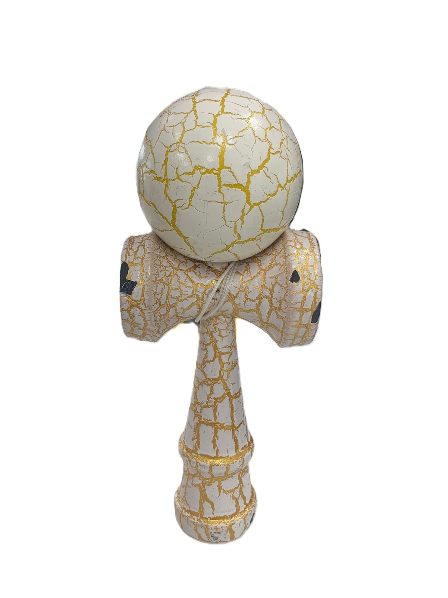 RESIGILAT - Kendama X Originala, Profesionala, Flippy, Kendama Cracked, din Lemn – 18 cm, Alb/Galben