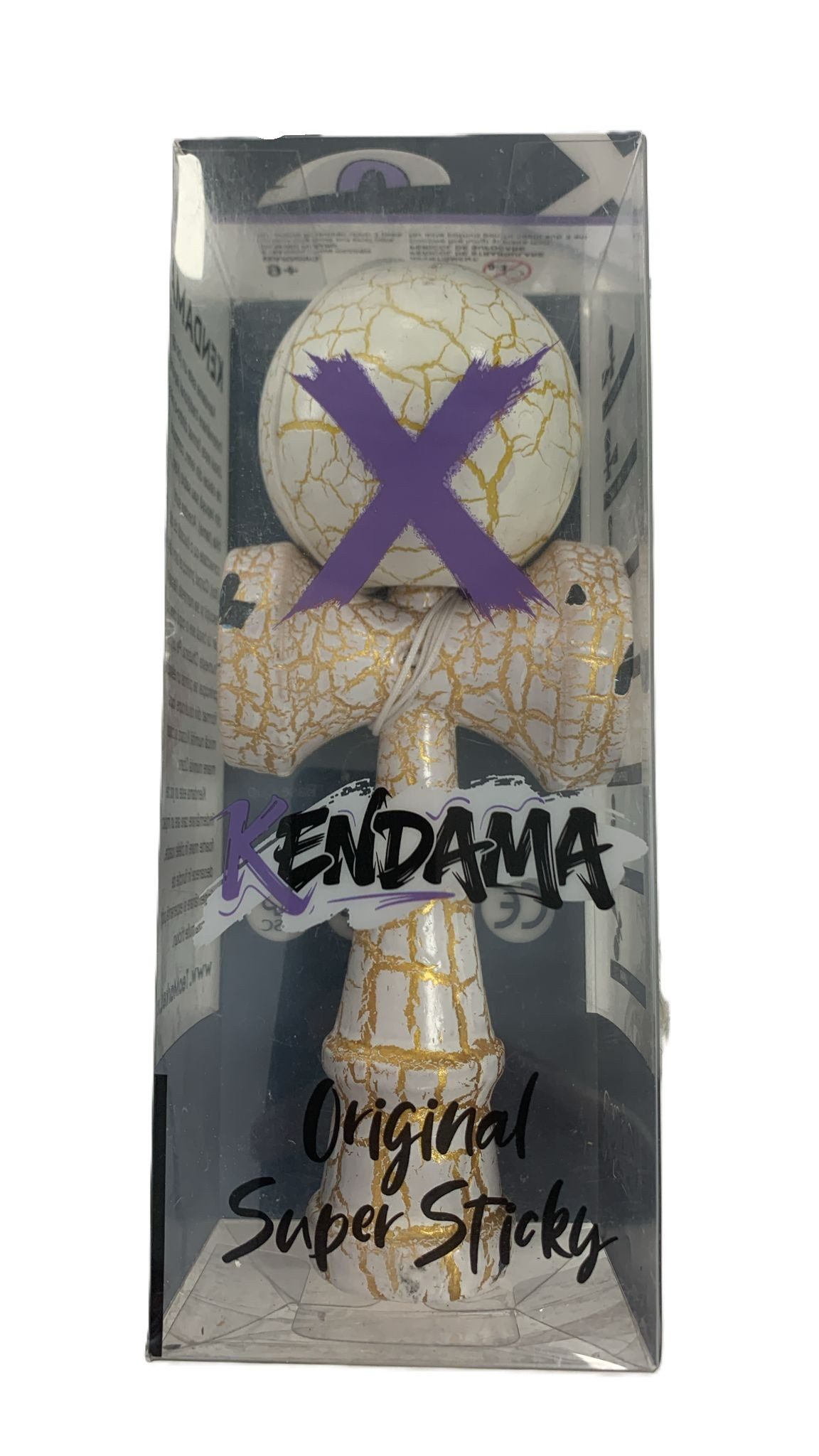 RESIGILAT - Kendama X Originala, Profesionala, Flippy, Kendama Cracked, din Lemn – 18 cm, Alb/Galben