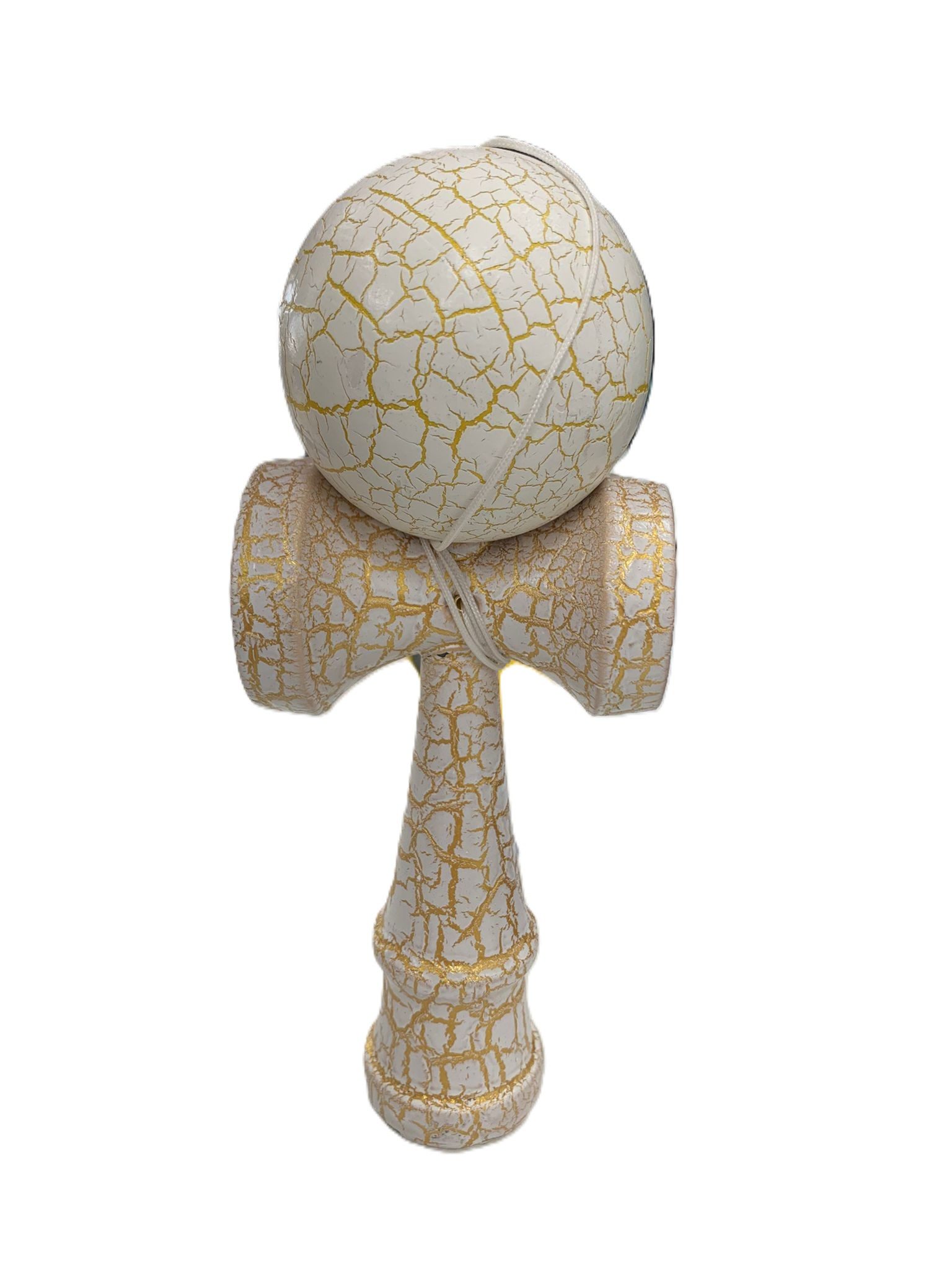 RESIGILAT - Kendama X Originala, Profesionala, Flippy, Kendama Cracked, din Lemn – 18 cm, Alb/Galben