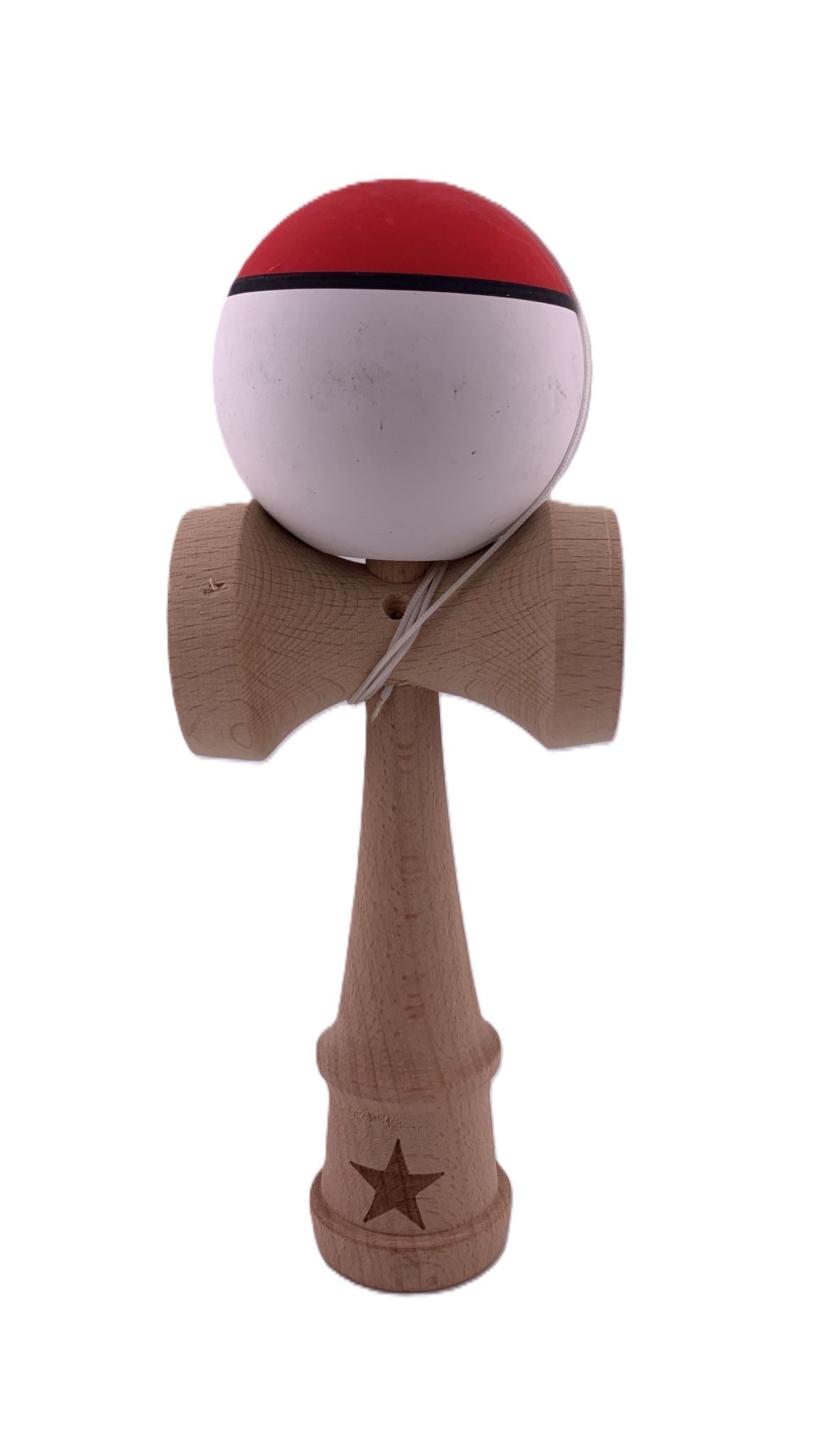 RESIGILAT - Kendama X Originala, Profesionala, Flippy, din Lemn, Rubber Grip, 18 cm, Rosu/Alb
