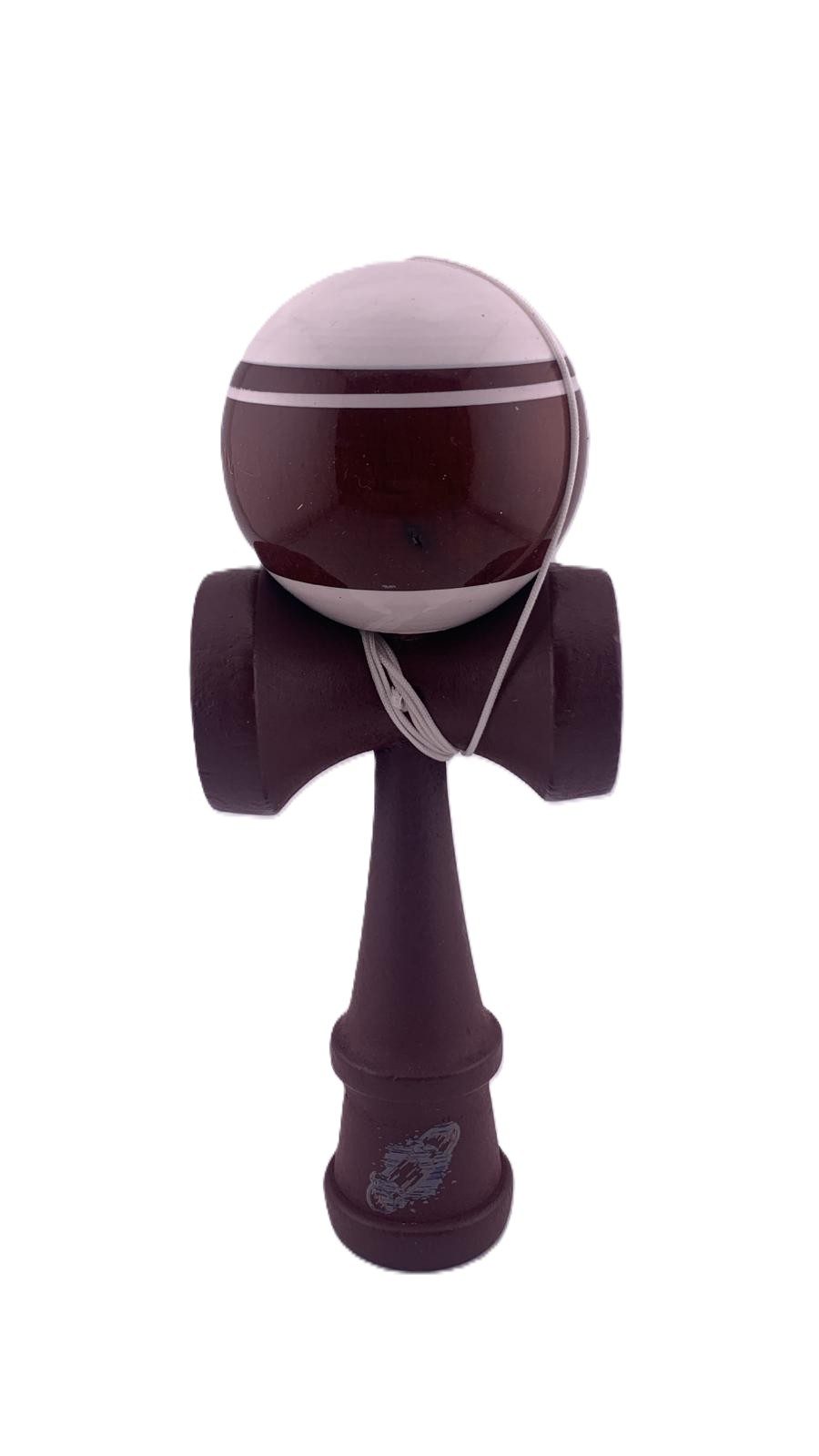 RESIGILAT - Kendama X Originala, Profesionala, Flippy, Super Sticky Legendary, Rulment Metalic cu Ata 55 cm, Alb/Maro