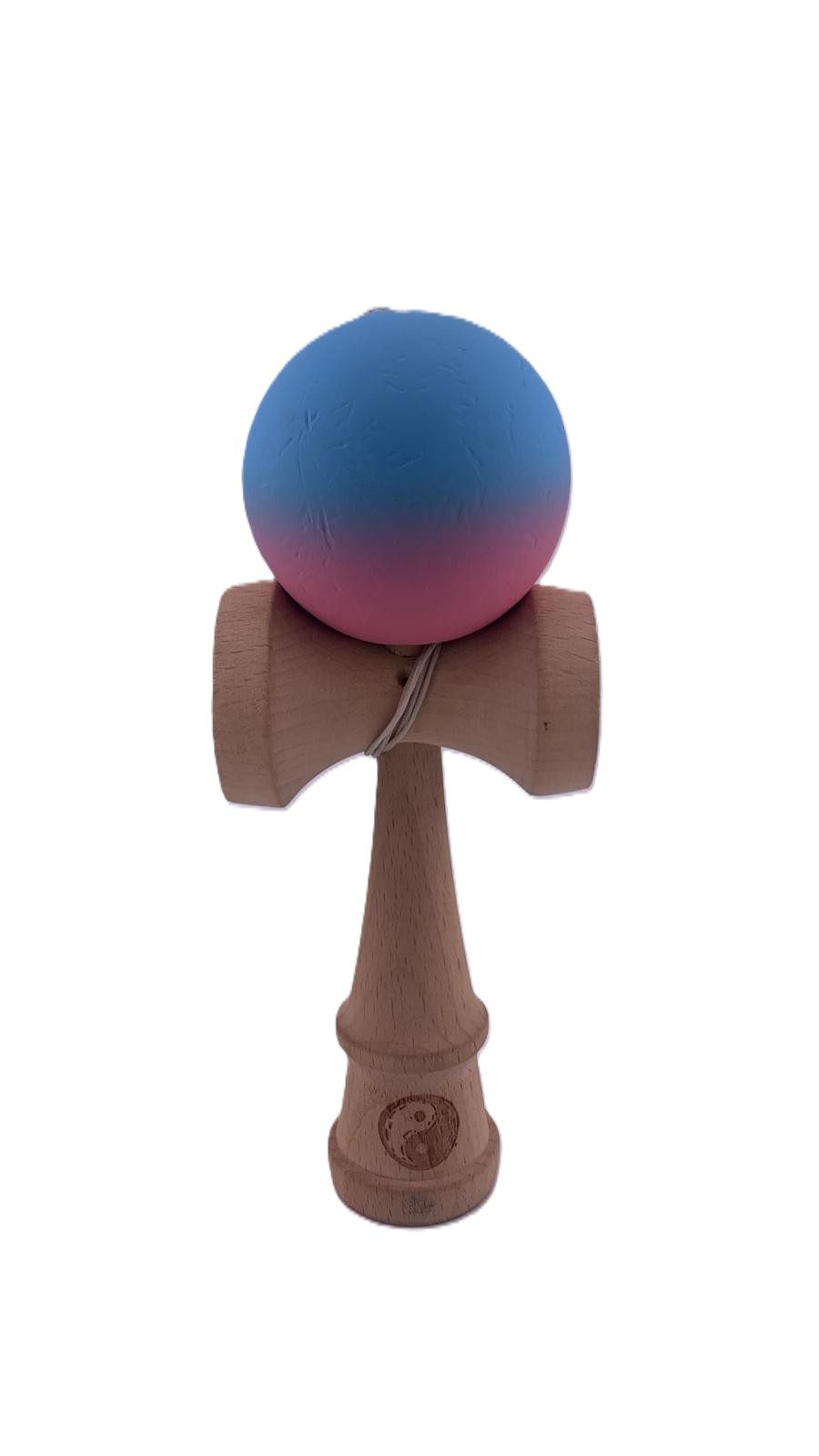 RESIGILAT - Kendama X Originala, Profesionala, Flippy, din Lemn, Rubber Grip, 18 cm, Albastru/Roz