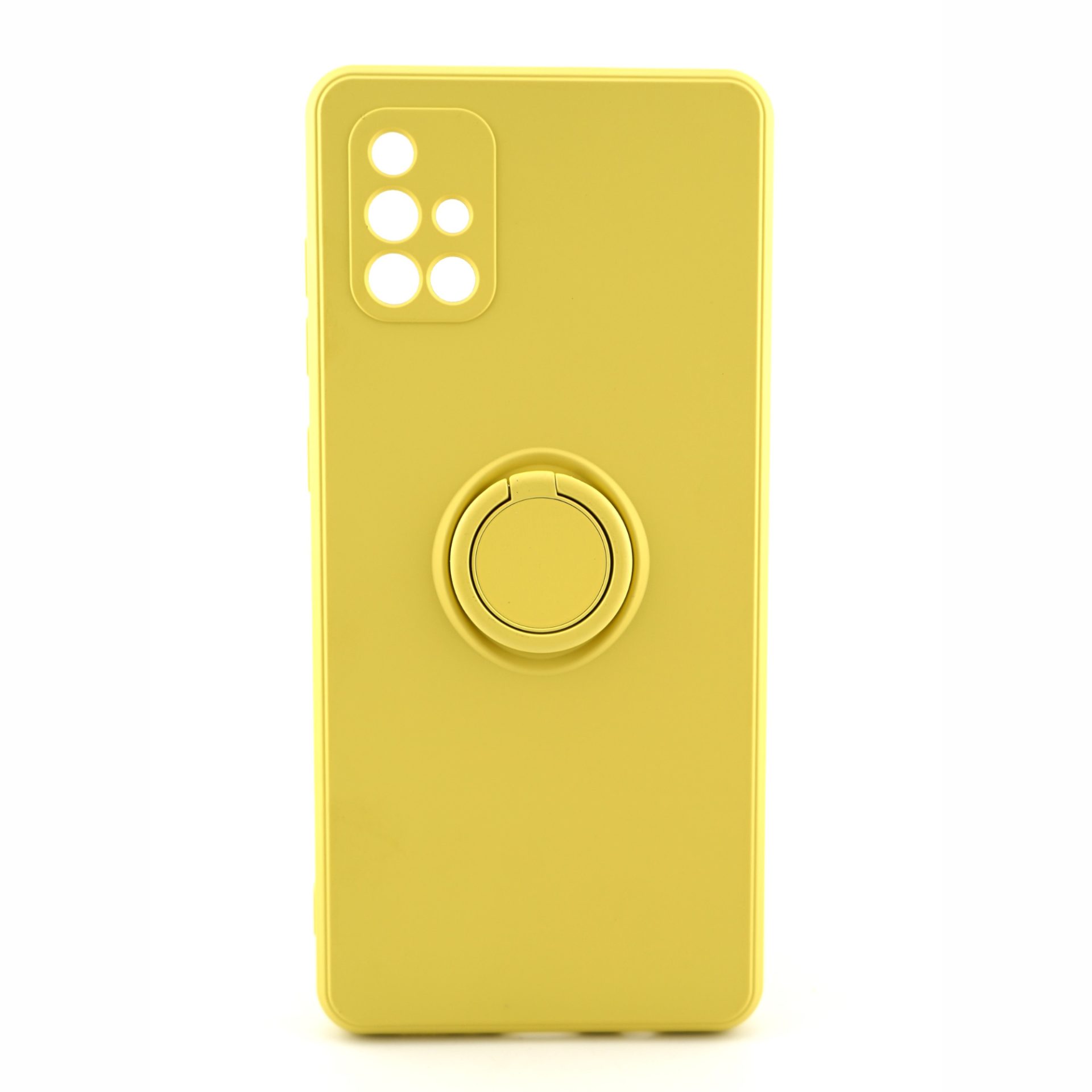 Husa protectie Flippy Samsung Galaxy A71 Liquid Silicone Ring suport rotativ galben