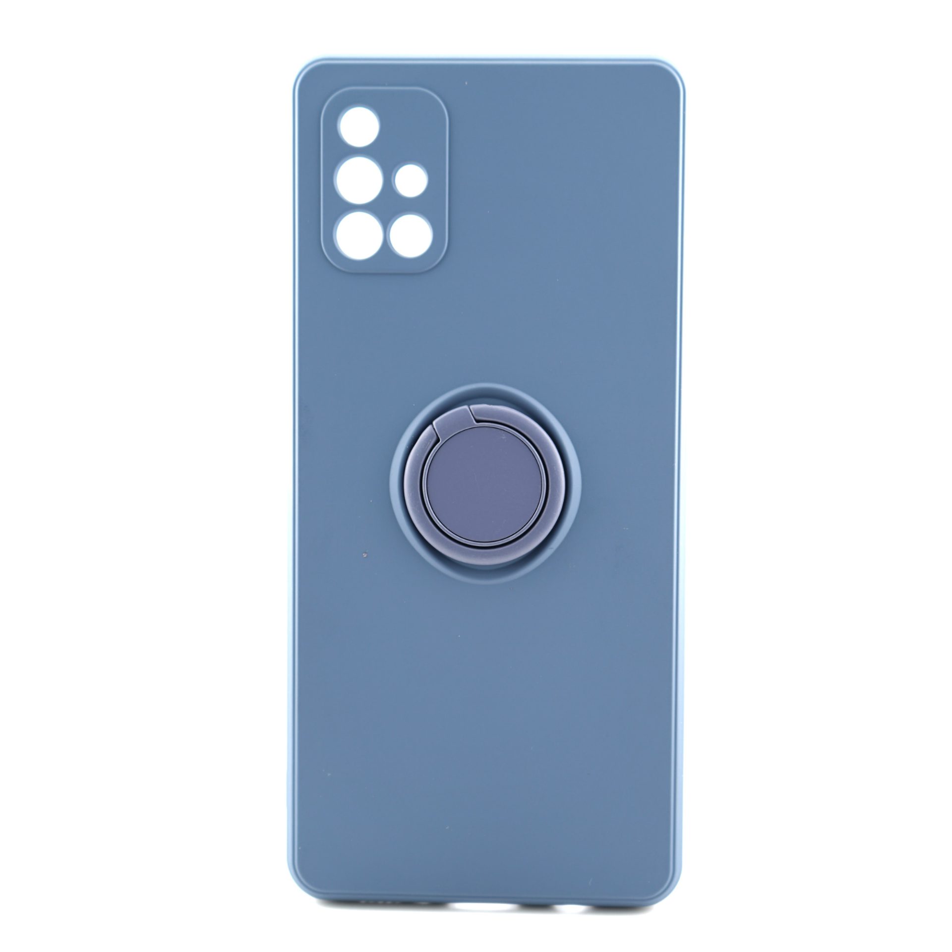 Husa protectie Flippy compatibila cu Samsung Galaxy A71 Liquid Silicone Ring cu suport rotativ Albastru deschis