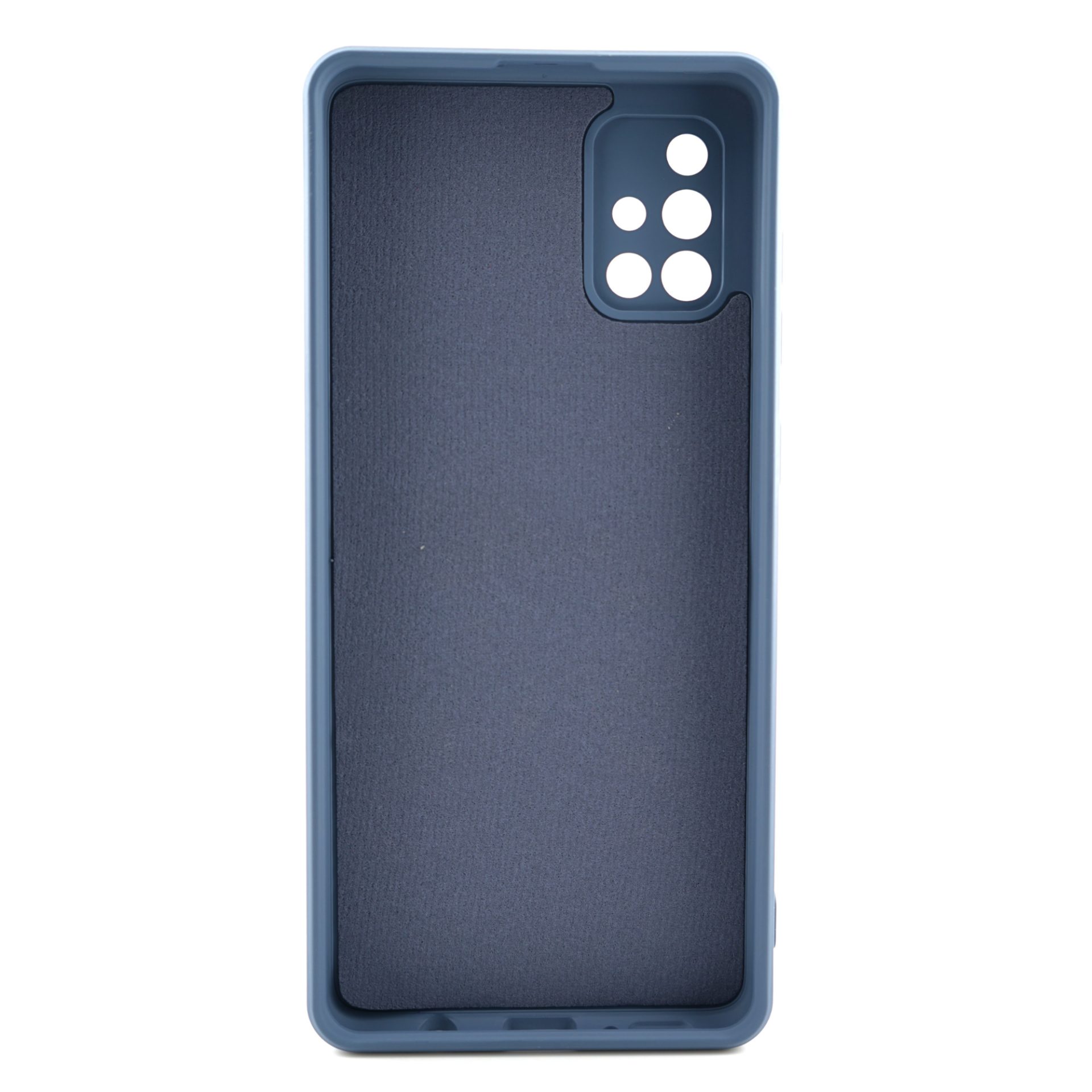 Husa protectie Flippy compatibila cu Samsung Galaxy A71 Liquid Silicone Ring cu suport rotativ Albastru deschis