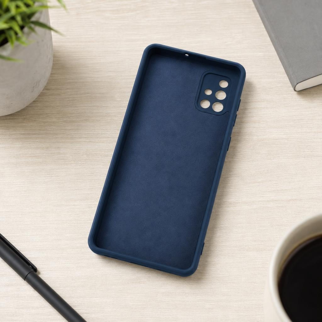 Husa protectie Flippy compatibila cu Samsung Galaxy A71 Liquid Silicone Ring cu suport rotativ Albastru