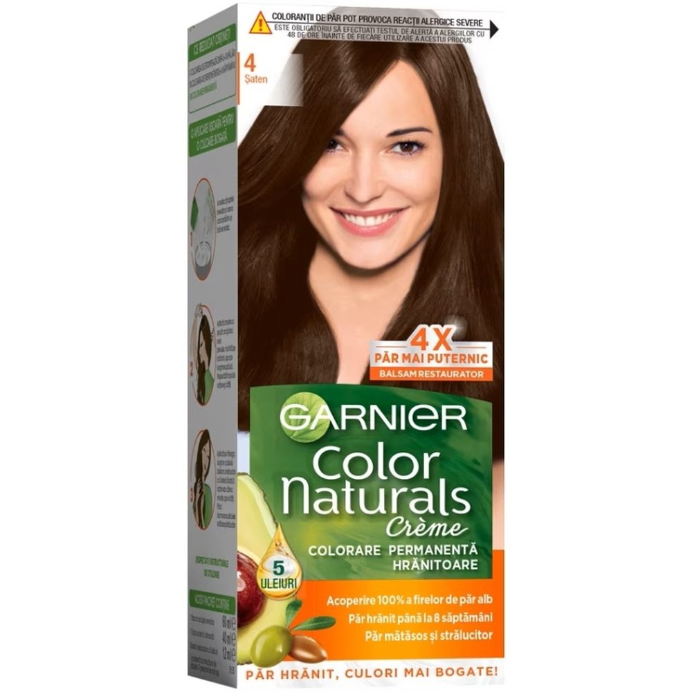 Vopsea pentru Par, Garnier Color Naturals, 4 Saten 1