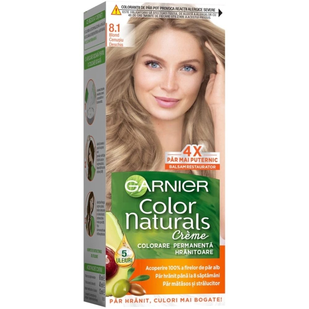 Vopsea pentru Par, Garnier Color Naturals, 8.1 Blond Cenusiu Deschis 1