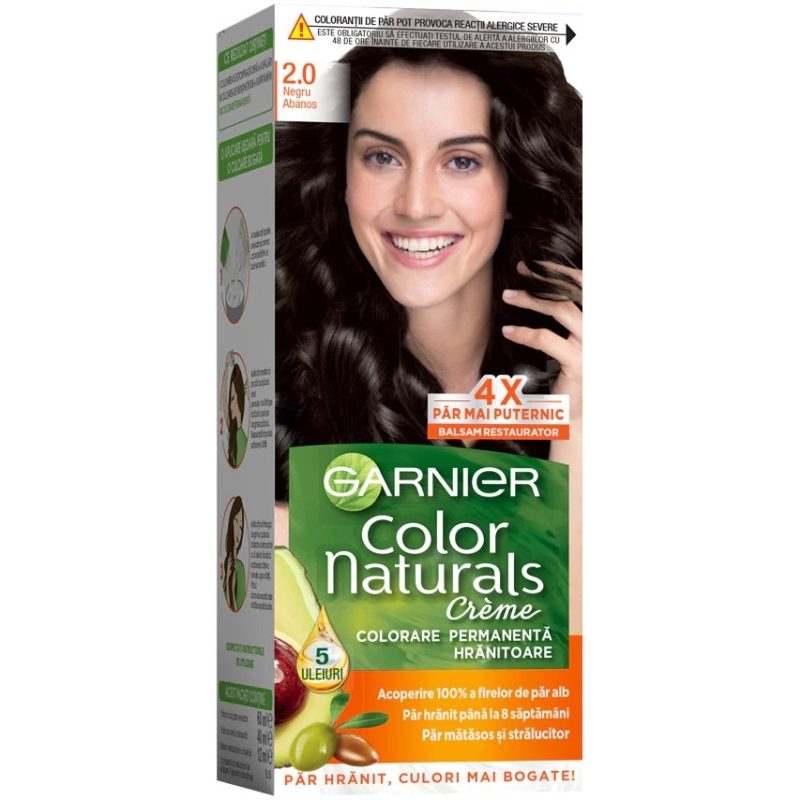 Vopsea pentru Par, Garnier Color Naturals, 2/0 Negru Abanos 1