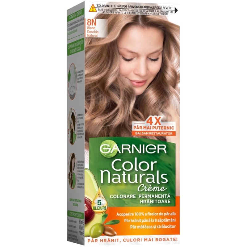 Vopsea pentru Par, Garnier Color Naturals, 8N Blond Deschis Natural 1