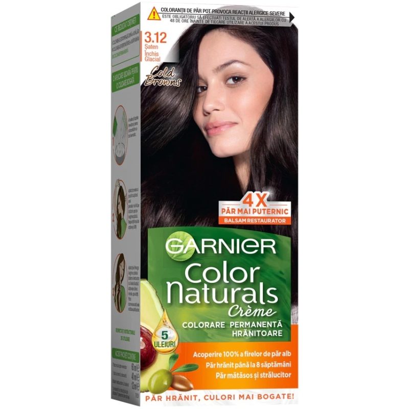 Vopsea pentru Par, Garnier Color Naturals, 3.12 Saten Inchis Glacial 1