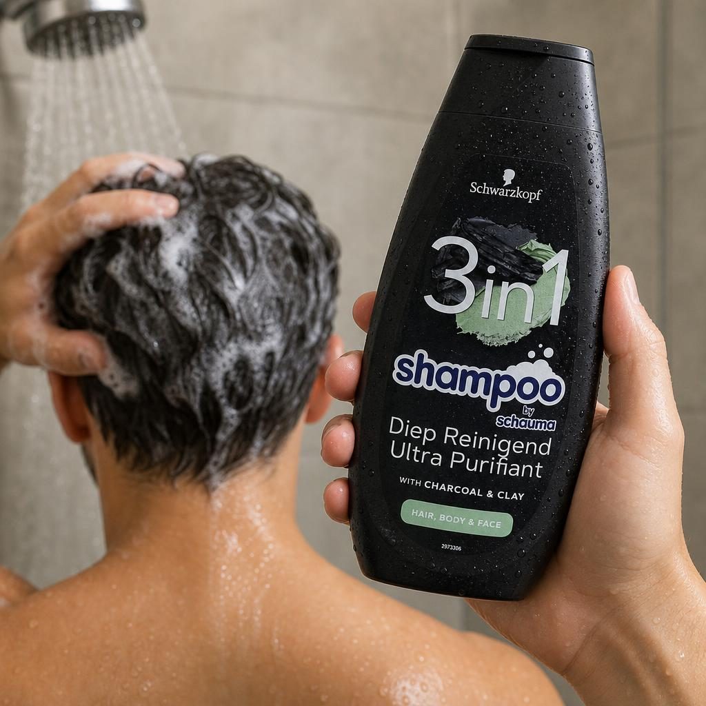 Sampon, Schwarzkopf, 400 ml Men 3in1 Deep Cleansing Charcoal