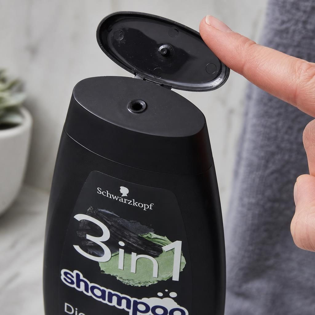 Sampon, Schwarzkopf, 400 ml Men 3in1 Deep Cleansing Charcoal