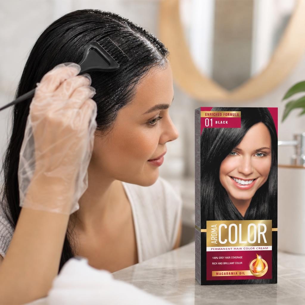 Vopsea pentru Par, Aroma Color, 01 Black