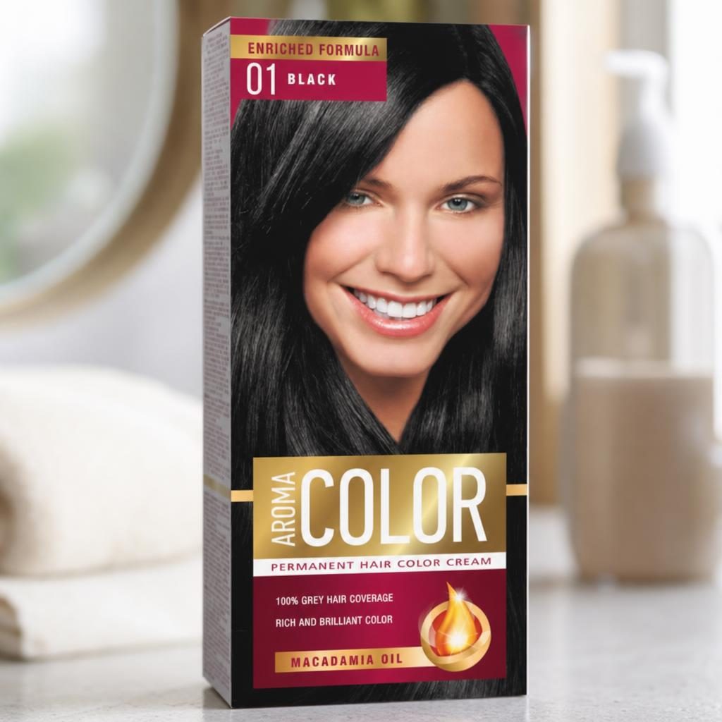 Vopsea pentru Par, Aroma Color, 01 Black