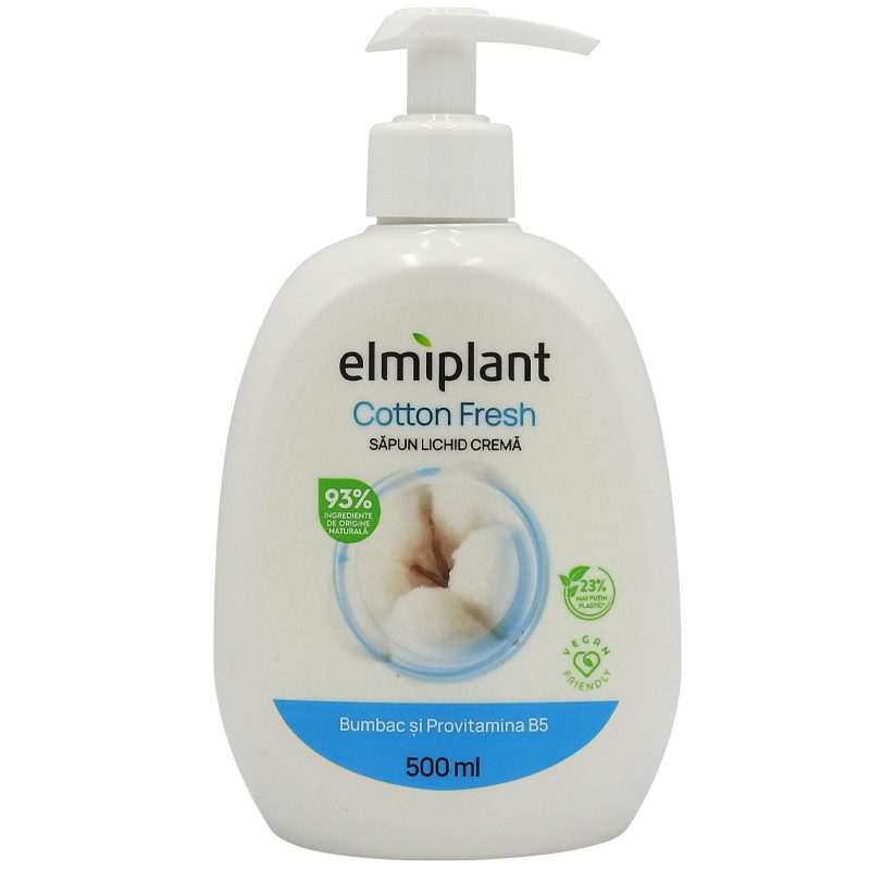 Sapun Lichid Crema, Elmiplant, Bumbac si Provitamina B5, 500 ml 2