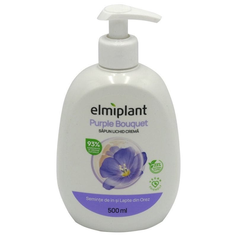 Sapun Lichid Crema, Elmiplant, Seminte de In si Lapte din Orez, 500 ml 2