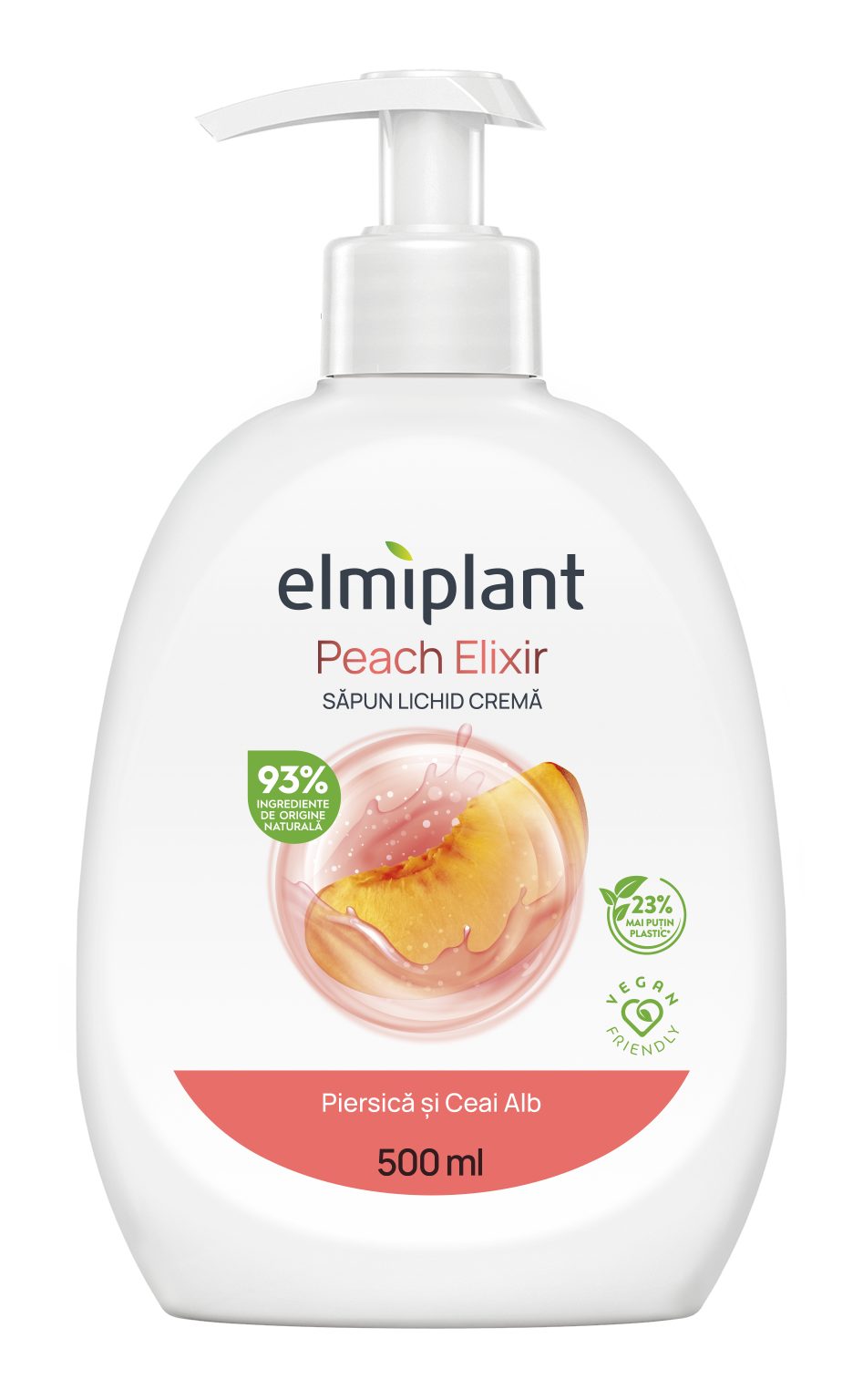 Sapun Lichid Crema Elmiplant Piersica Ceai Alb 500ml