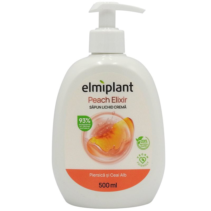 Sapun Lichid Crema, Elmiplant, Piersica si Ceai Alb, 500 ml 2