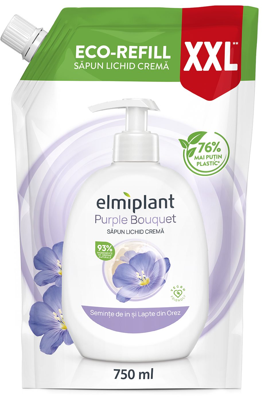 Săpun Lichid Crema Elmiplant Semințe de In și Lapte din Orez 750ml