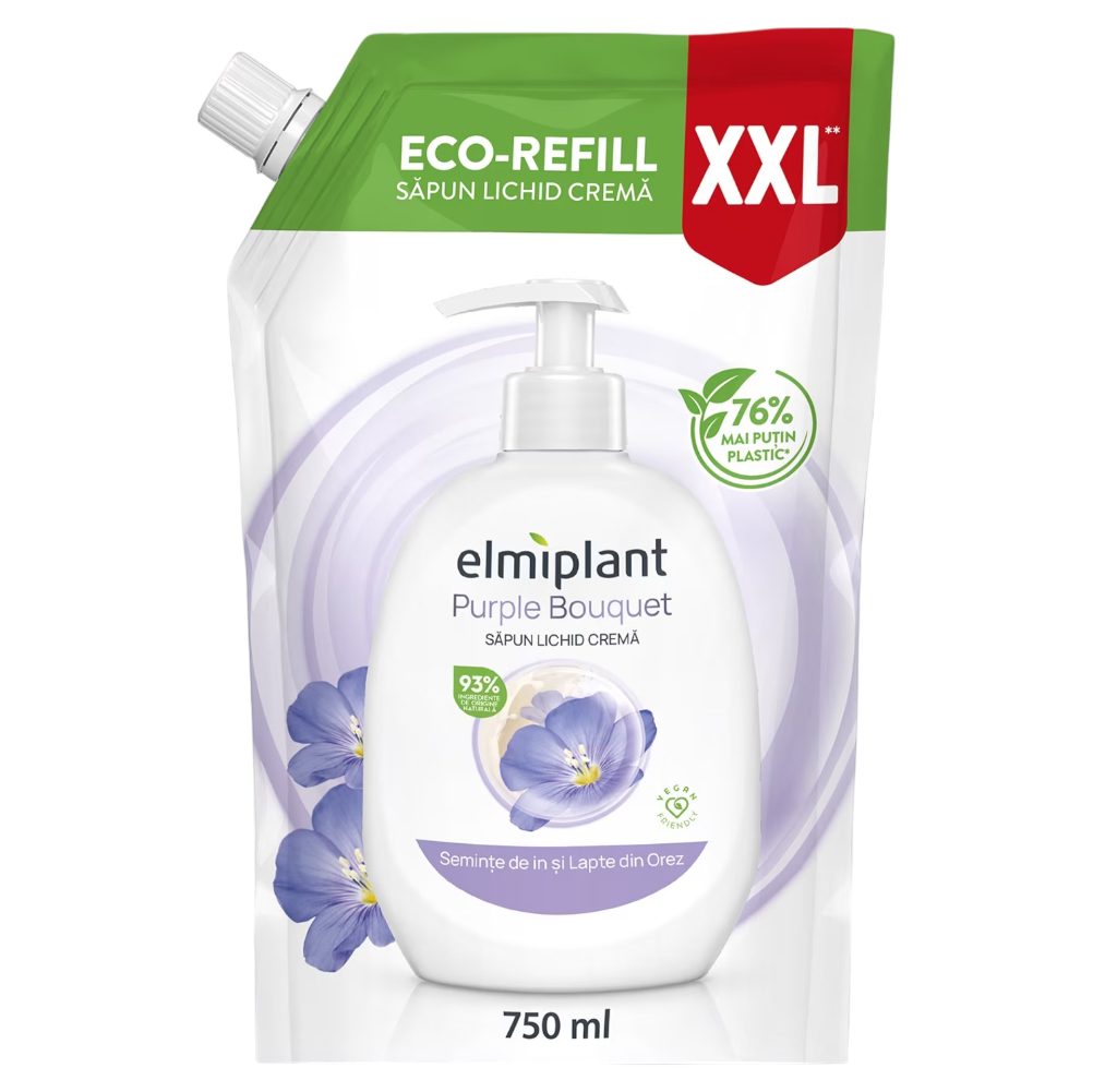 Rezerva Sapun Lichid Crema, Elmiplant, Seminte de In si Lapte din Orez, 750 ml 2