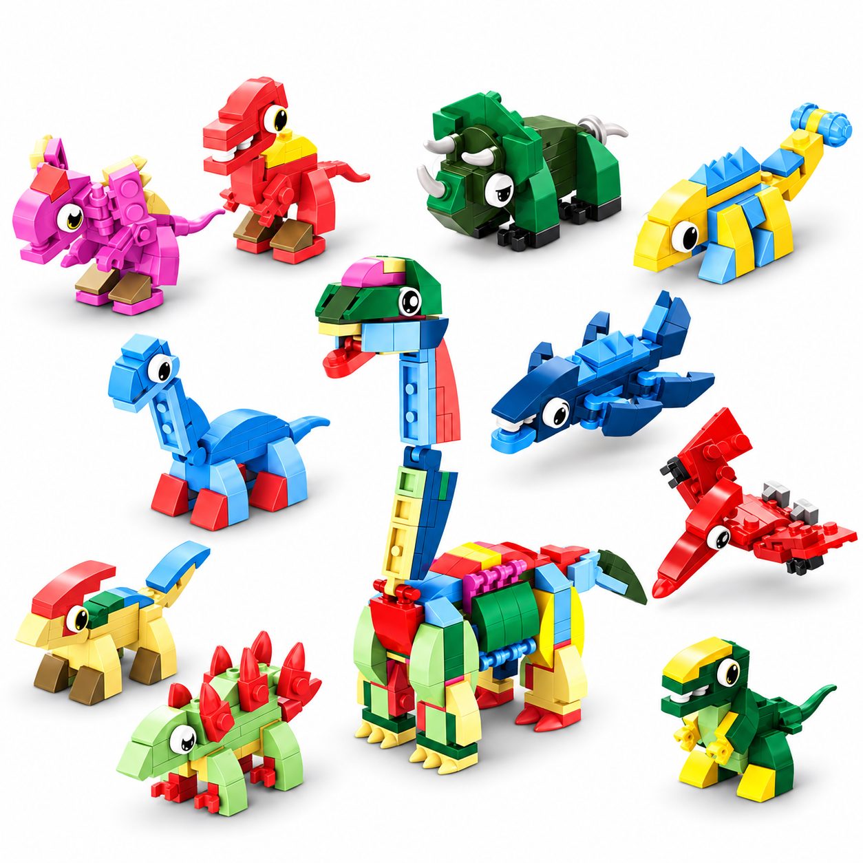 Set de Constructie, Flippy, Dinozauri 10 in 1, 371 Piese, 10 Modele de Dinozauri, Varsta 6+ Ani, 20.5 x 4.5 x 13 cm, Multicolor