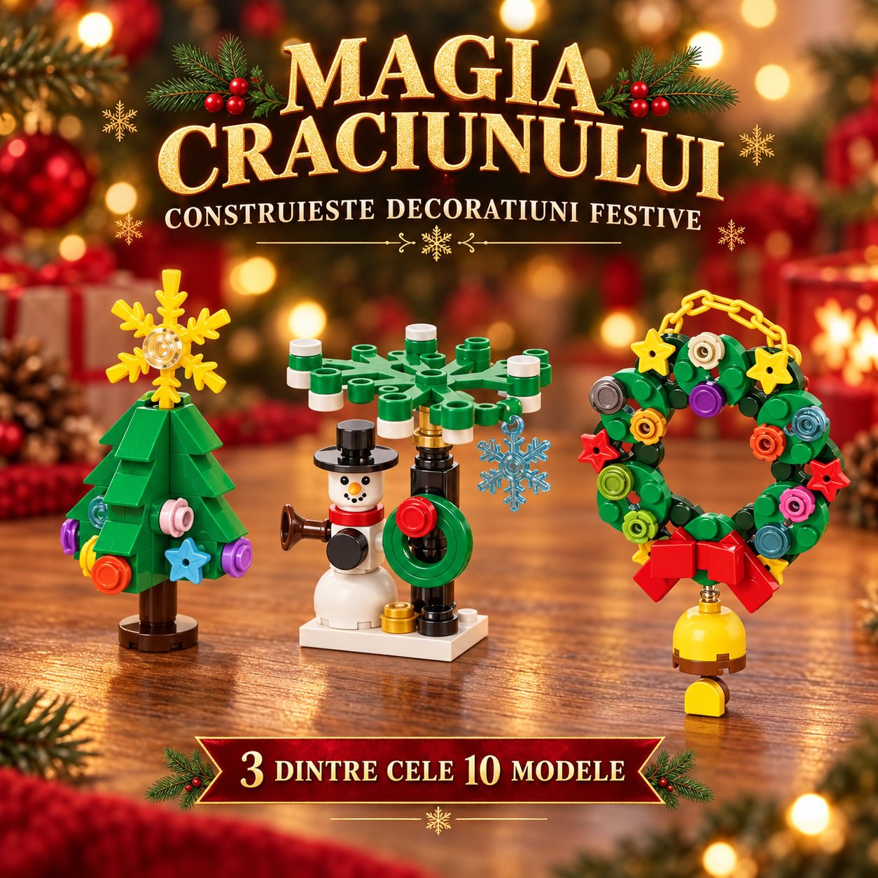 Set de Constructie, Flippy, Tematica de Craciun 10 in 1, 352 Piese, 10 Modele, Varsta 6+ Ani, 9.5 x 7.1 x 10.6 cm, Multicolor