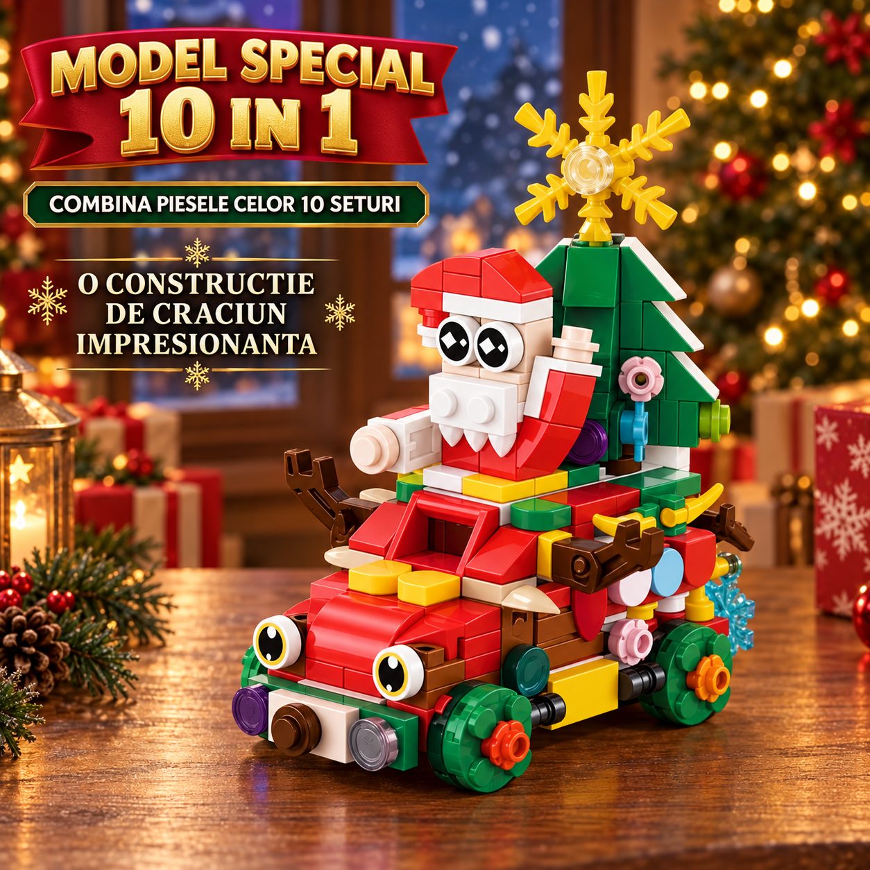 Set de Constructie, Flippy, Tematica de Craciun 10 in 1, 352 Piese, 10 Modele, Varsta 6+ Ani, 9.5 x 7.1 x 10.6 cm, Multicolor
