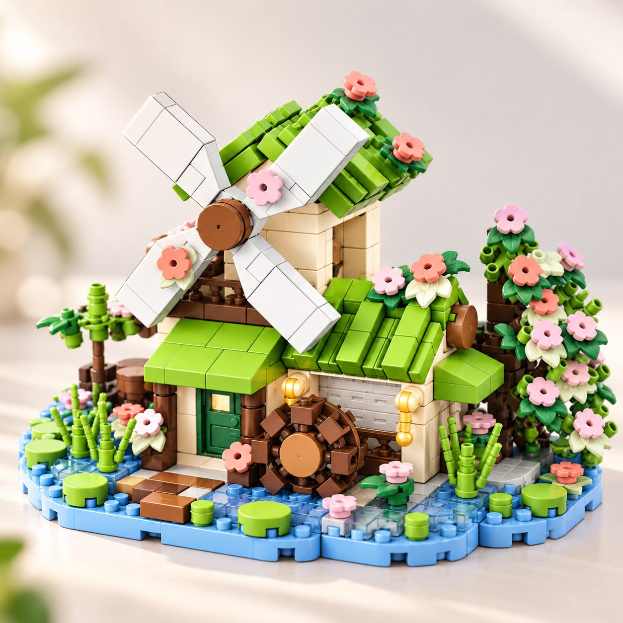 Set de Constructie, Flippy, Model Casa cu Moara de Vant, 479 Piese, 10.5x7.3x7.2 cm, Multicolor
