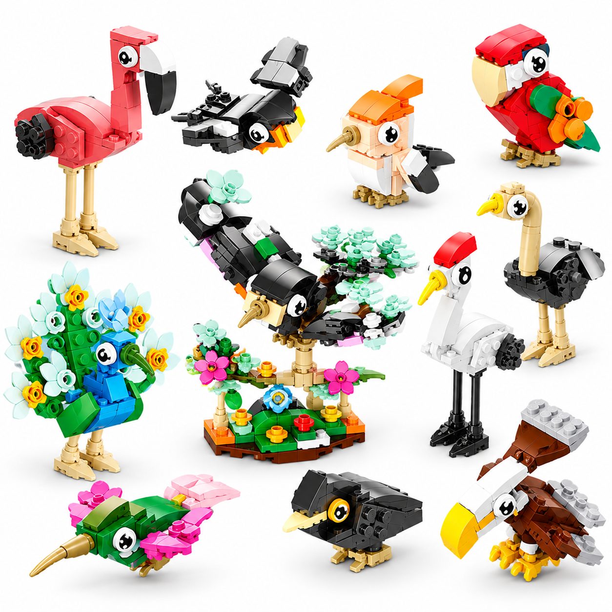 Set de Constructie, Flippy, Model Pasari 10 in 1, 309 Piese, 10 Modele, 6+, 15x11.5x9.5 cm, Multicolor