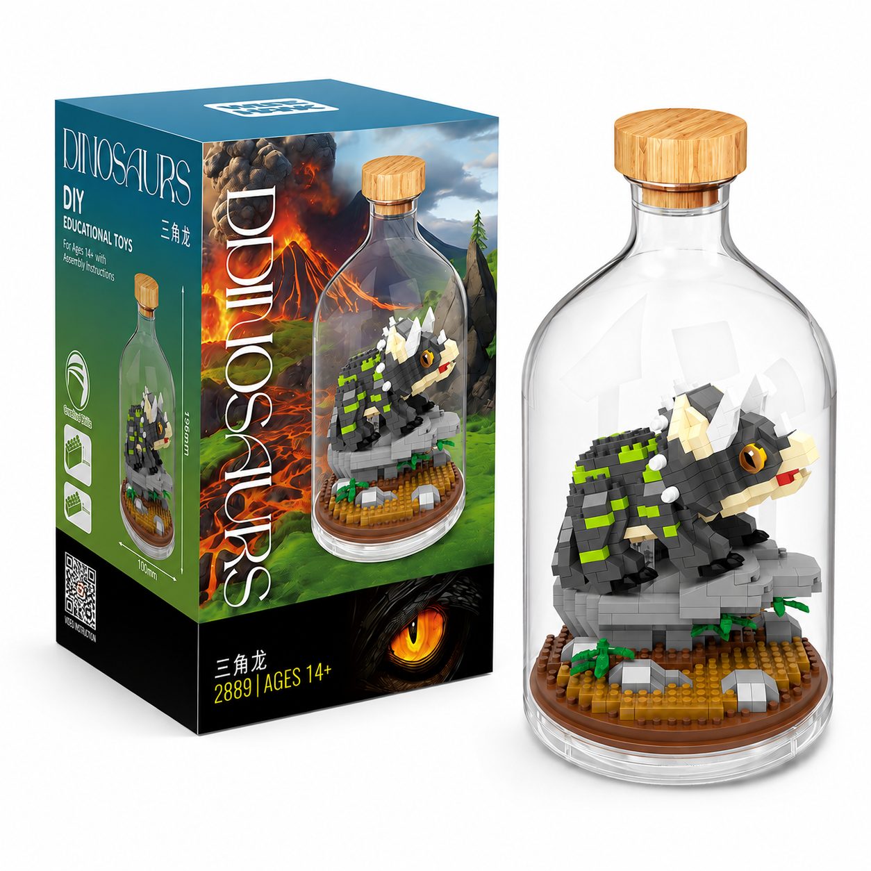 Set de construit Flippy Triceratops în sticlă decorativă