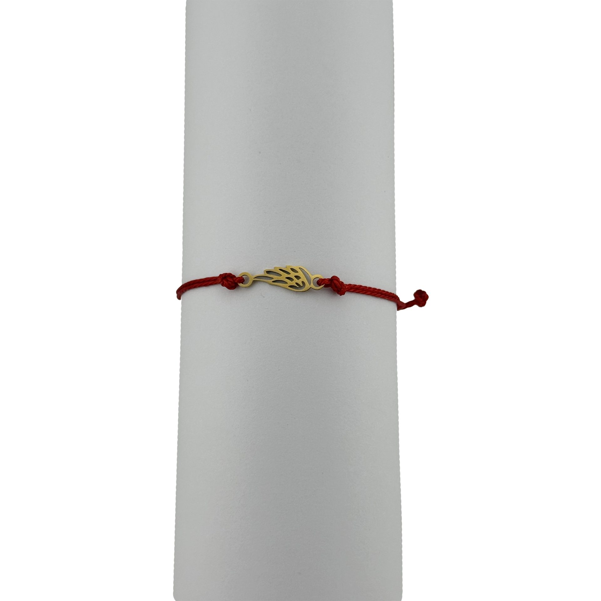 Bratara Martisor pentru Dama, Jolie, Model Aripa, Set 12 bucati, Pandativ din Inox Auriu, Snur Ajustabil Impletit, Rosu 2