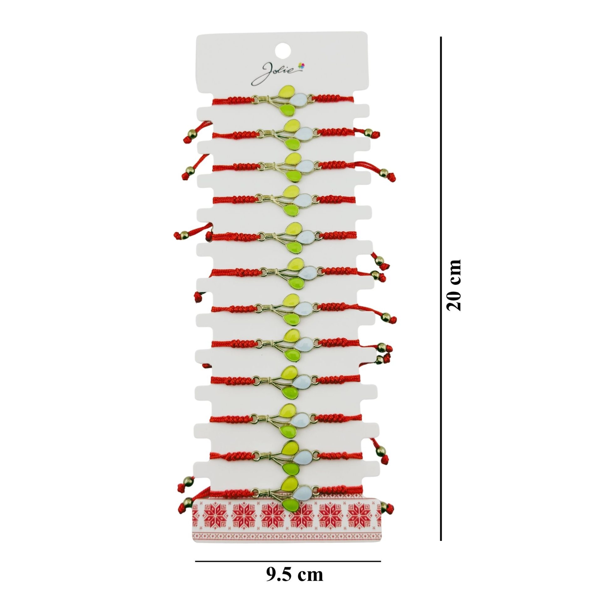 Martisor Bratara pentru Dama si Copii, Jolie, Model Balonase Colorate, Set 12 bucati, Pandantiv Emailat cu Contur Auriu, Snur Reglabil, Rosu/Multicolor 3