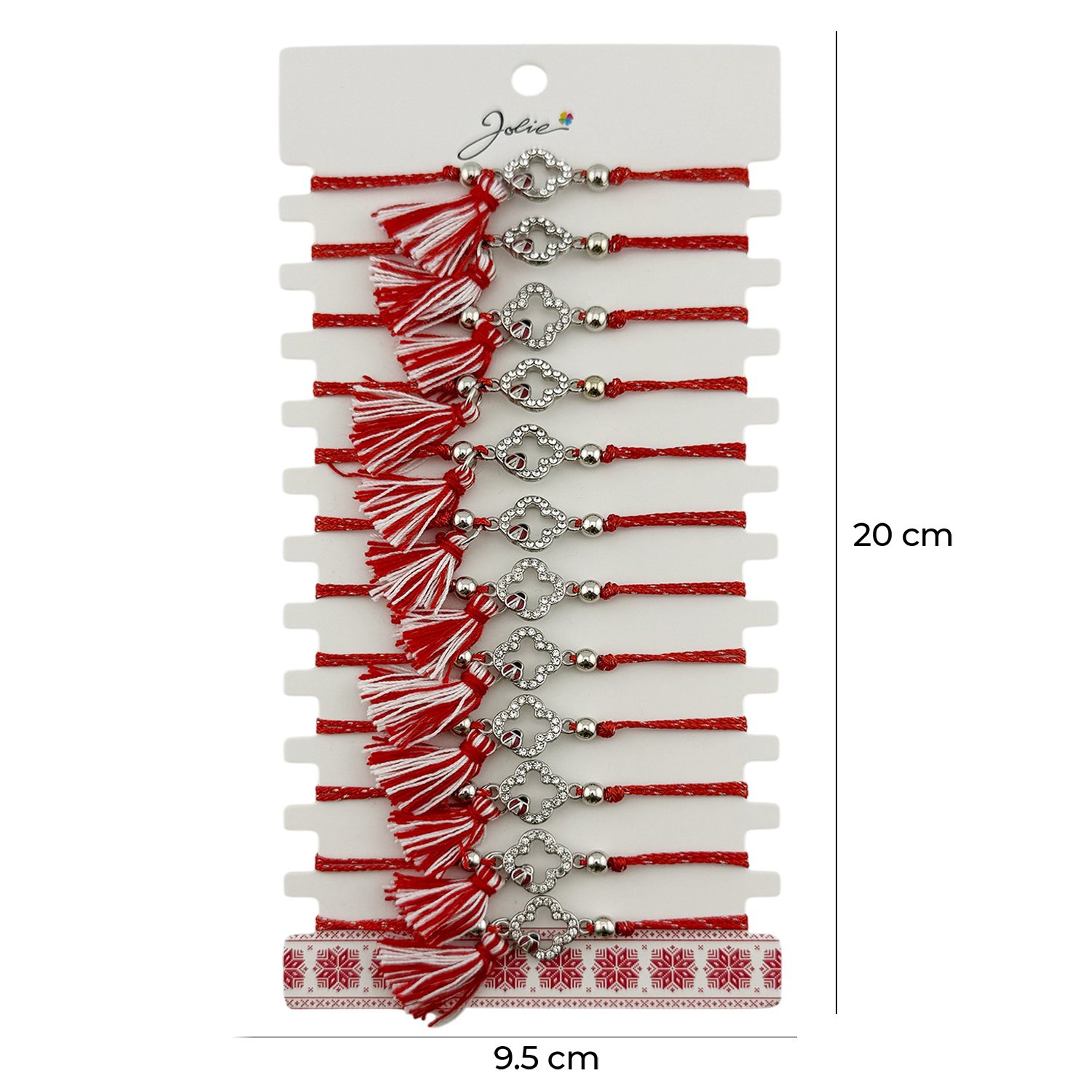 Set 12 Brățări Mărțișor Jolie Culoare Alb Roșu