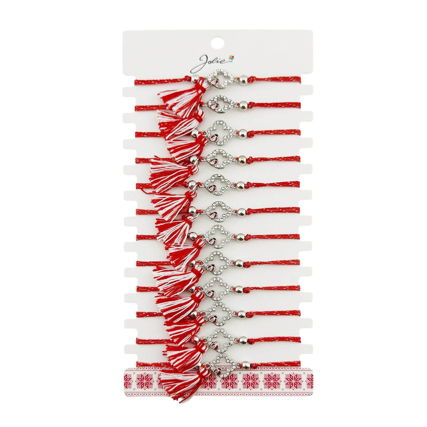 Brățări Mărțișor Jolie Set 12 bucati Trifoi Buburuză Inox