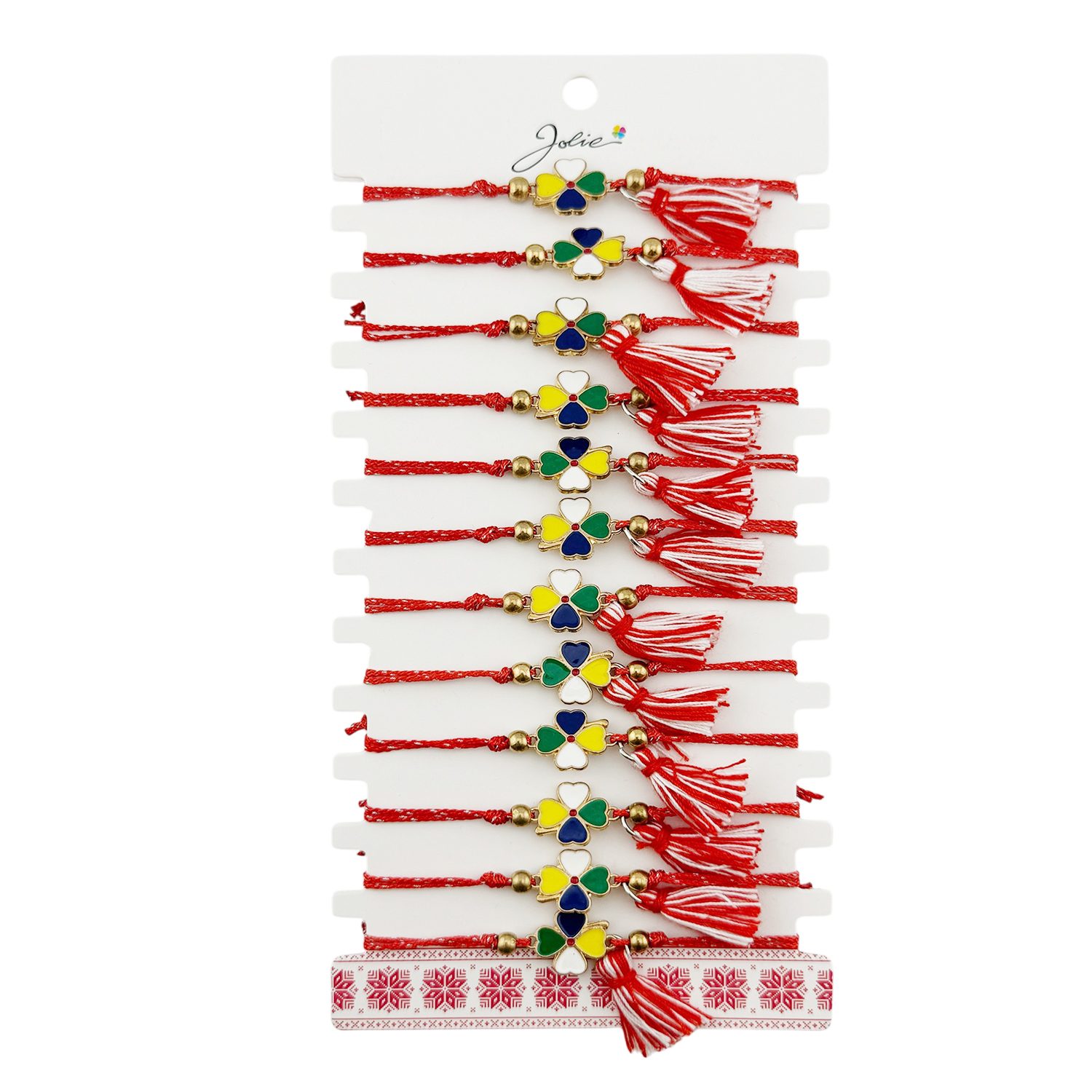 Martisor Bratara Jolie Set 12 bucati Model Trifoi Colorat