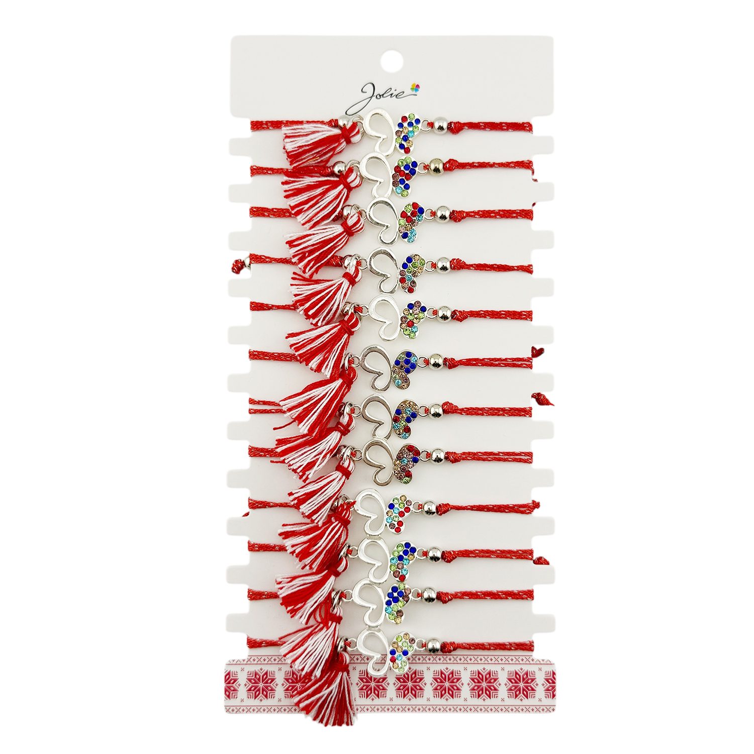 Martisor Bratara Jolie Set 12 Bucati cu Fluturi si Pietre Colorate