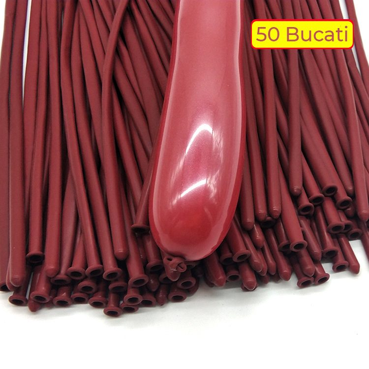 Baloane de Modelaj, Flippy, Set 50 bucati, Model Standard, din Latex, 30 x 1.5 cm, 1.8 g per unitate, pana la 150 cm, Rosu