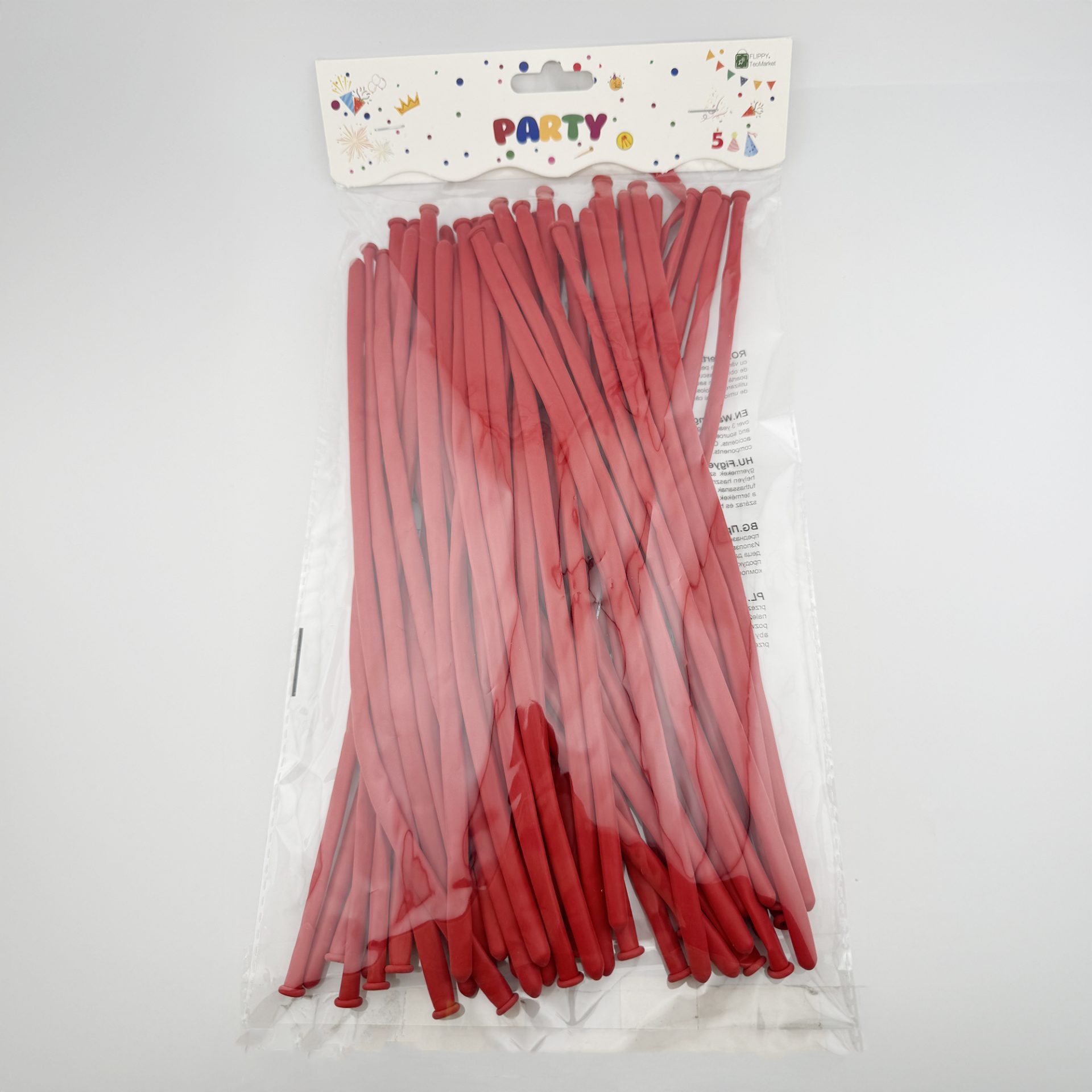 Baloane de Modelaj, Flippy, Set 50 bucati, Model Standard, din Latex, 30 x 1.5 cm, 1.8 g per unitate, pana la 150 cm, Rosu