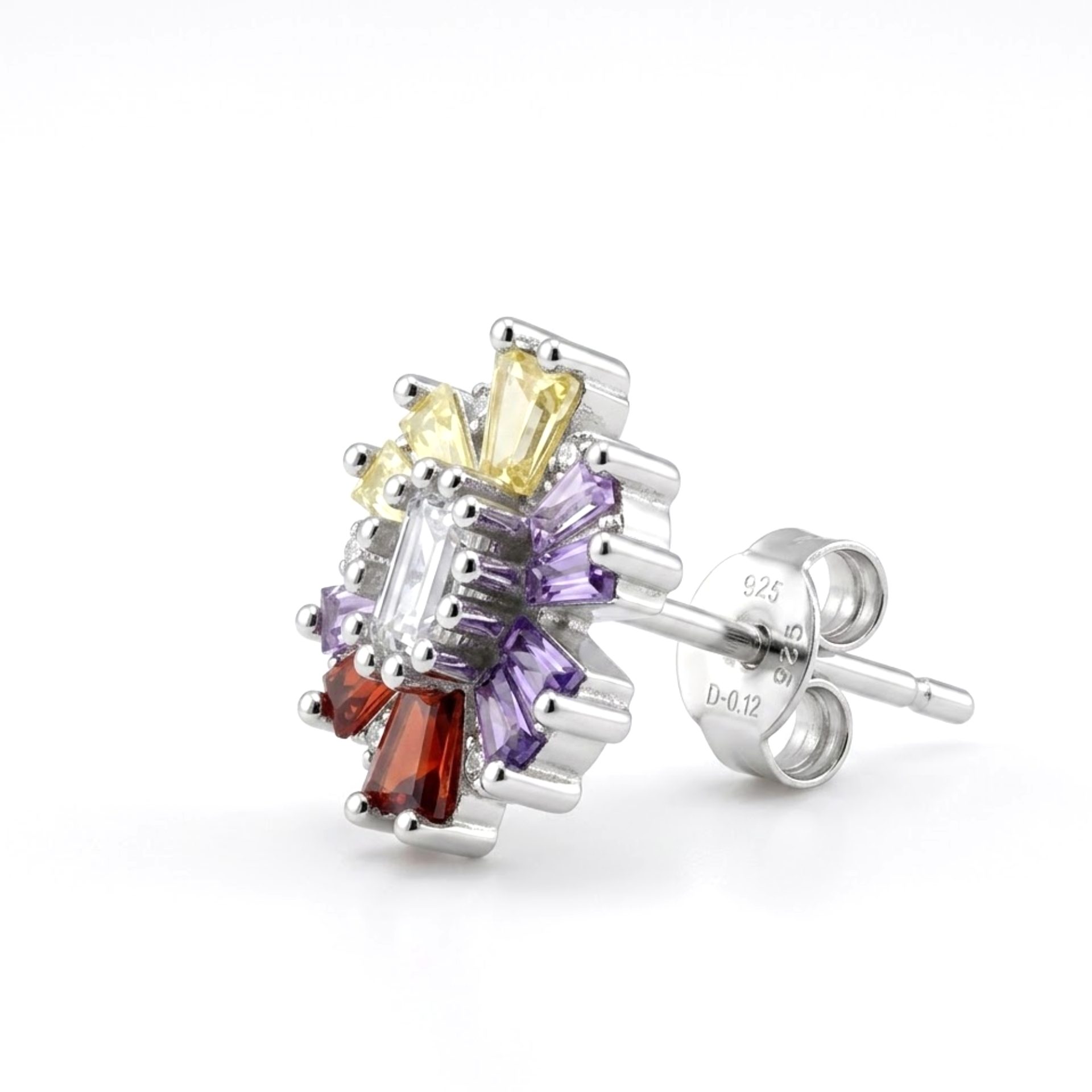 Set Argint 925 Flori Multicolore cu Mijloc Alb Model 1, 5.2 g