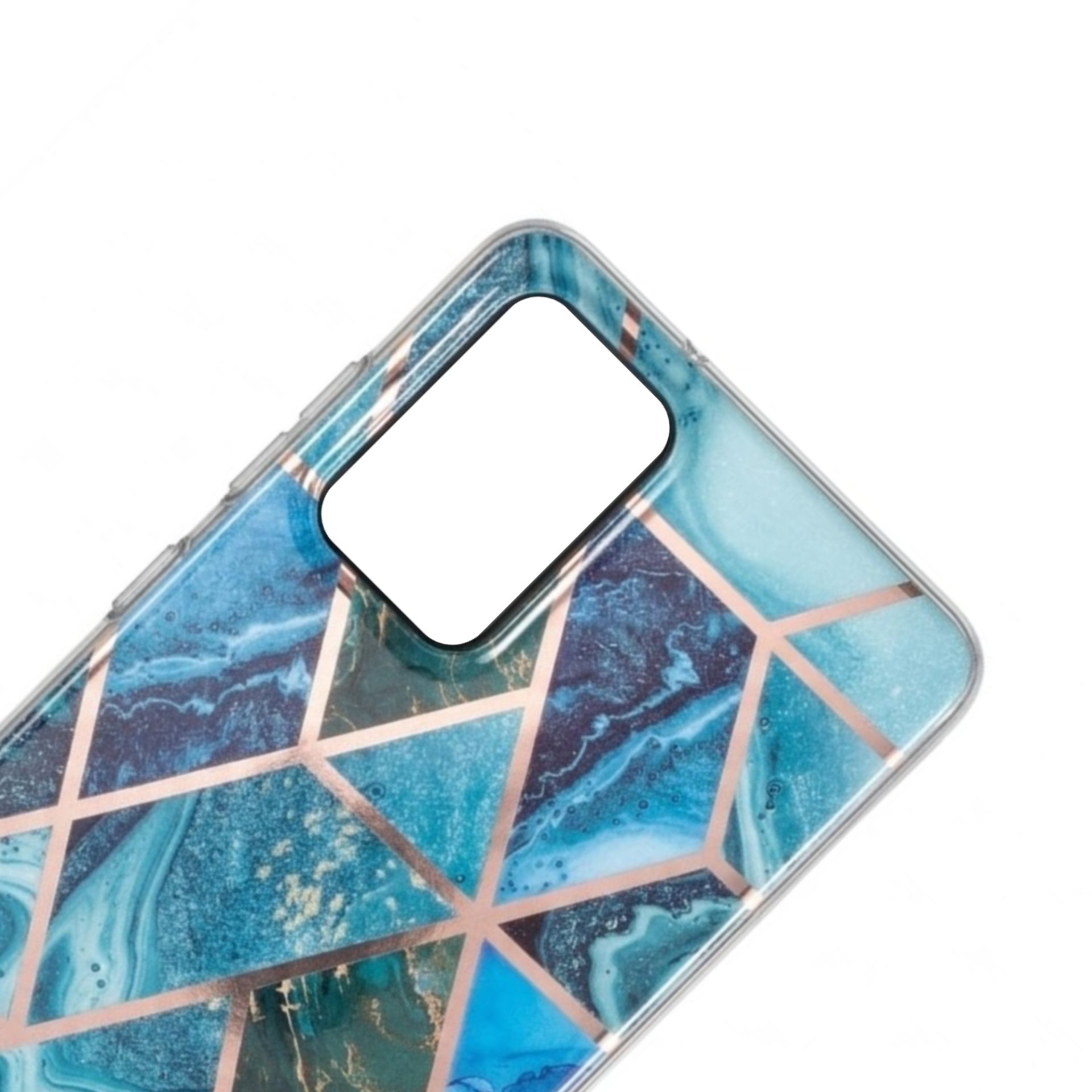 Husa protectie Flippy compatibila cu Samsung Galaxy A32 5G Soft IMD TPU Marble Geometric Albastru