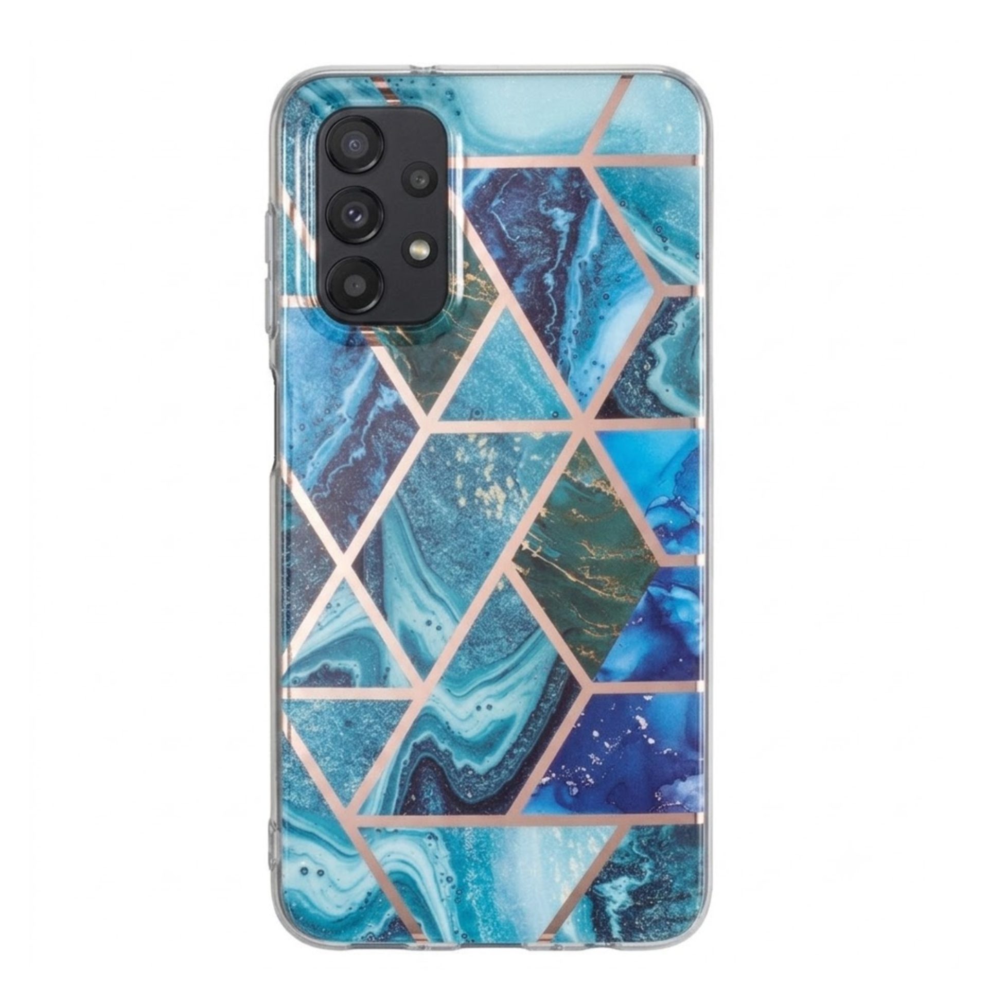 Husa protectie Flippy compatibila cu Samsung Galaxy A32 5G Soft IMD TPU Marble Geometric Albastru